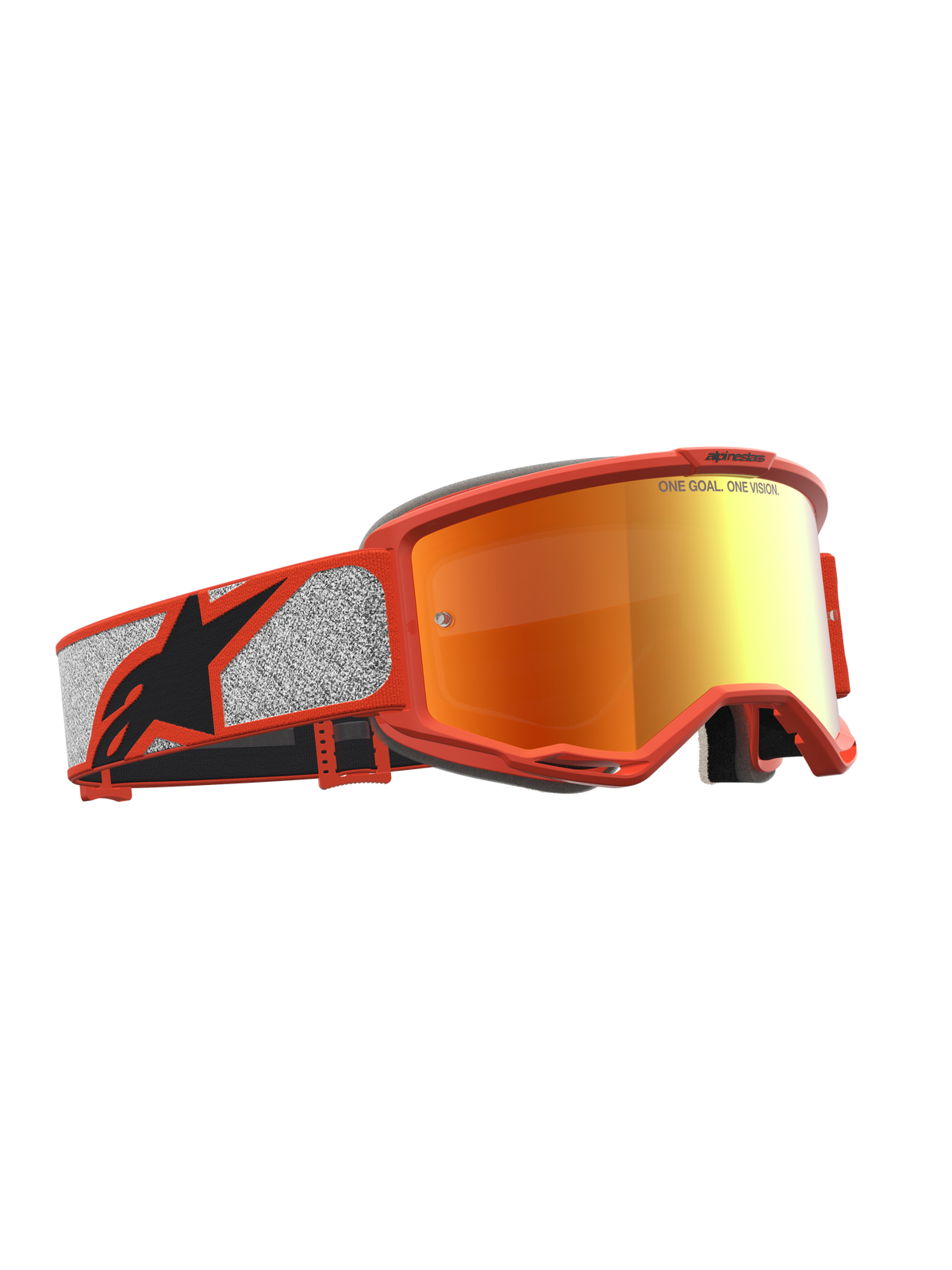 Alpinestars Vision 5 Schutzbrille Rora, Motocross-Schutzbrille, Orange und Silber, mit Mirror Red verspiegeltem Glas und flexiblem A-FLEX Urethanrahmen, Offroad-Rennsport