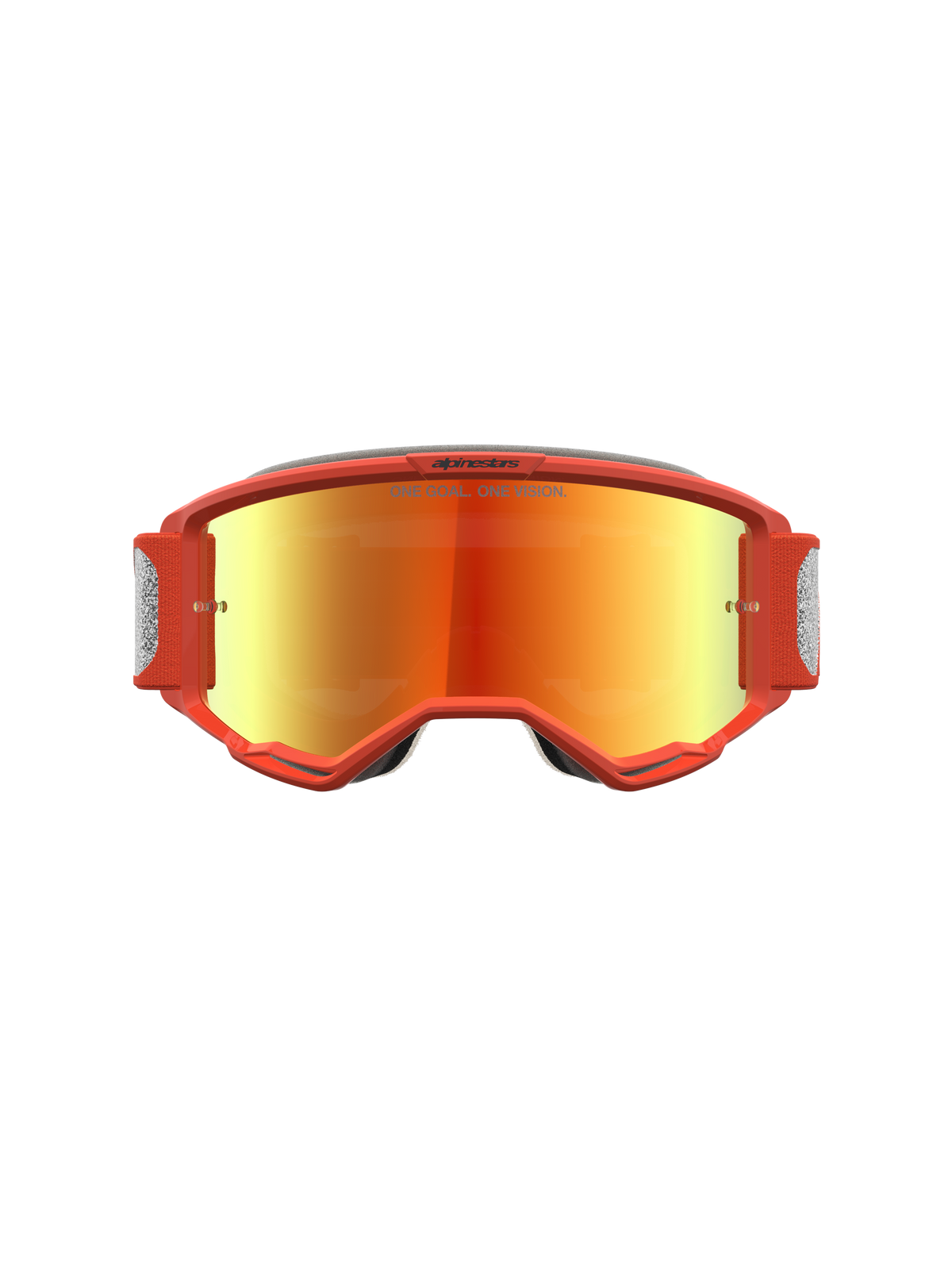 Alpinestars Vision 5 Schutzbrille Rora, Motocross-Schutzbrille für Offroad-Rennsport, Orange und Silber, verspiegelte Scheibe, flexibler A-FLEX-Rahmen und RAM-AIR-Belüftung