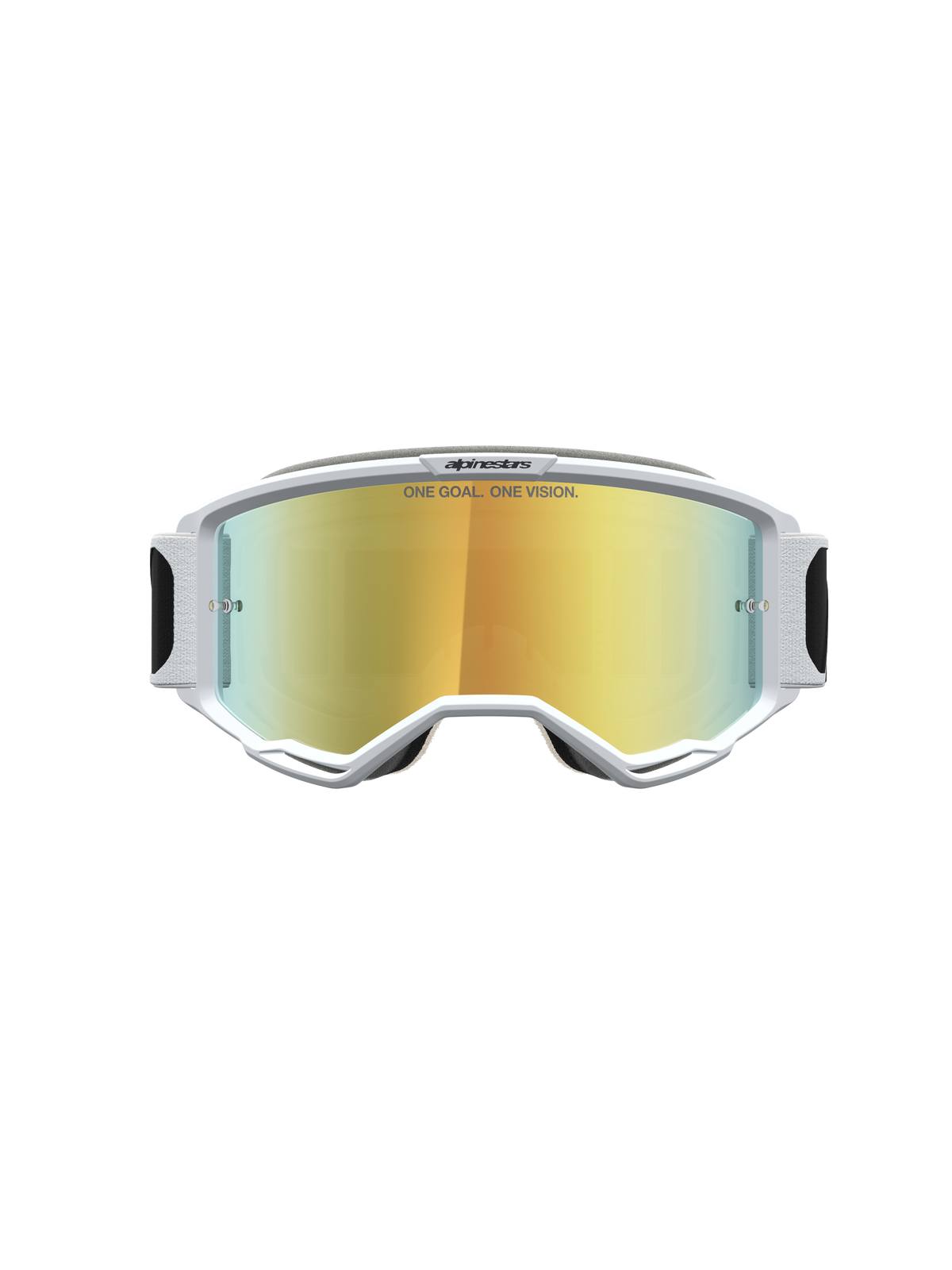 Alpinestars Vision 5 Rora Goggles, Motocross Performance, White A-FLEX Frame, Gold Mirror Lens, RAM-AIR Ventilation.