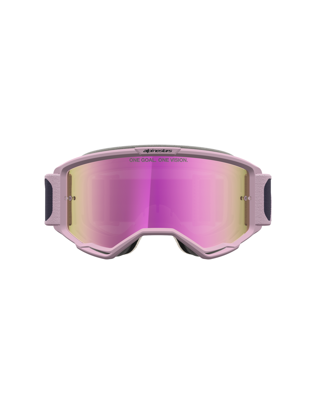 Alpinestars Vision 5 Rora Motocross Goggles, Graystone and Old Pink frame, pink mirror lens, A-FLEX urethane construction.