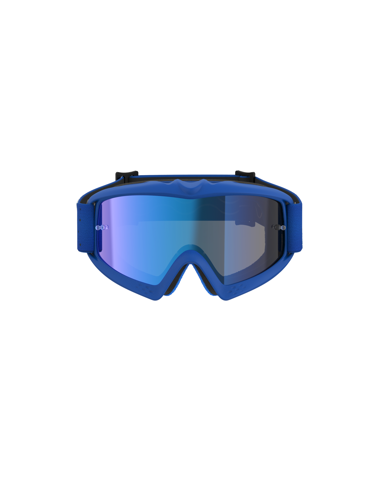 Alpinestars Vision Jugend-Schutzbrille Vesta, blaue Motocross-Brille mit blau verspiegelten Anti-Beschlag-Linsen.