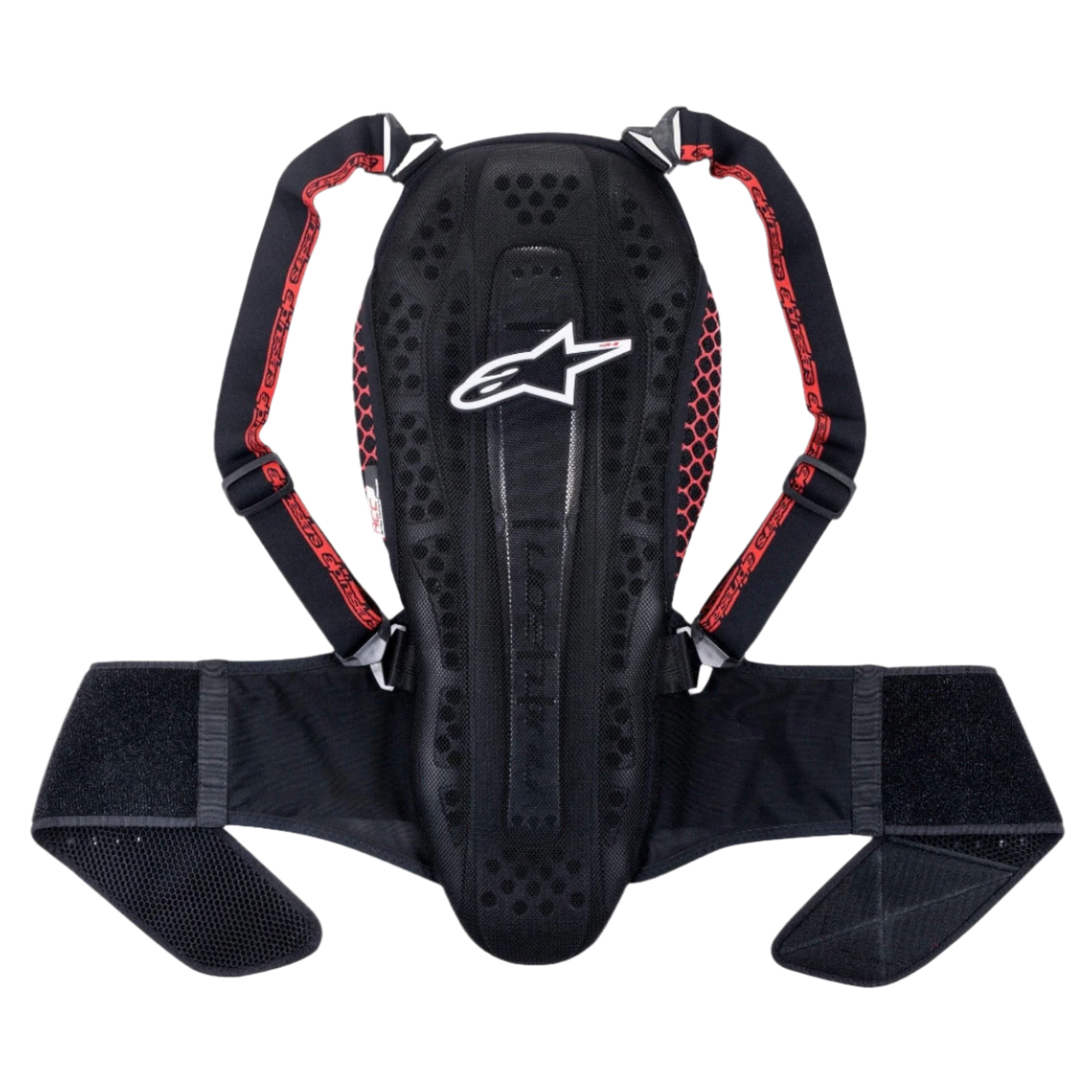 Alpinestars Nucleon KR-2 Rückenprotektor, Black Smoke Red, mit artikuliertem Wirbelsäulendesign, verstellbaren Schultergurten mit roten Akzenten und breitem Hüftgurt, leichter Wirbelsäulenschutz für Motorradfahrer