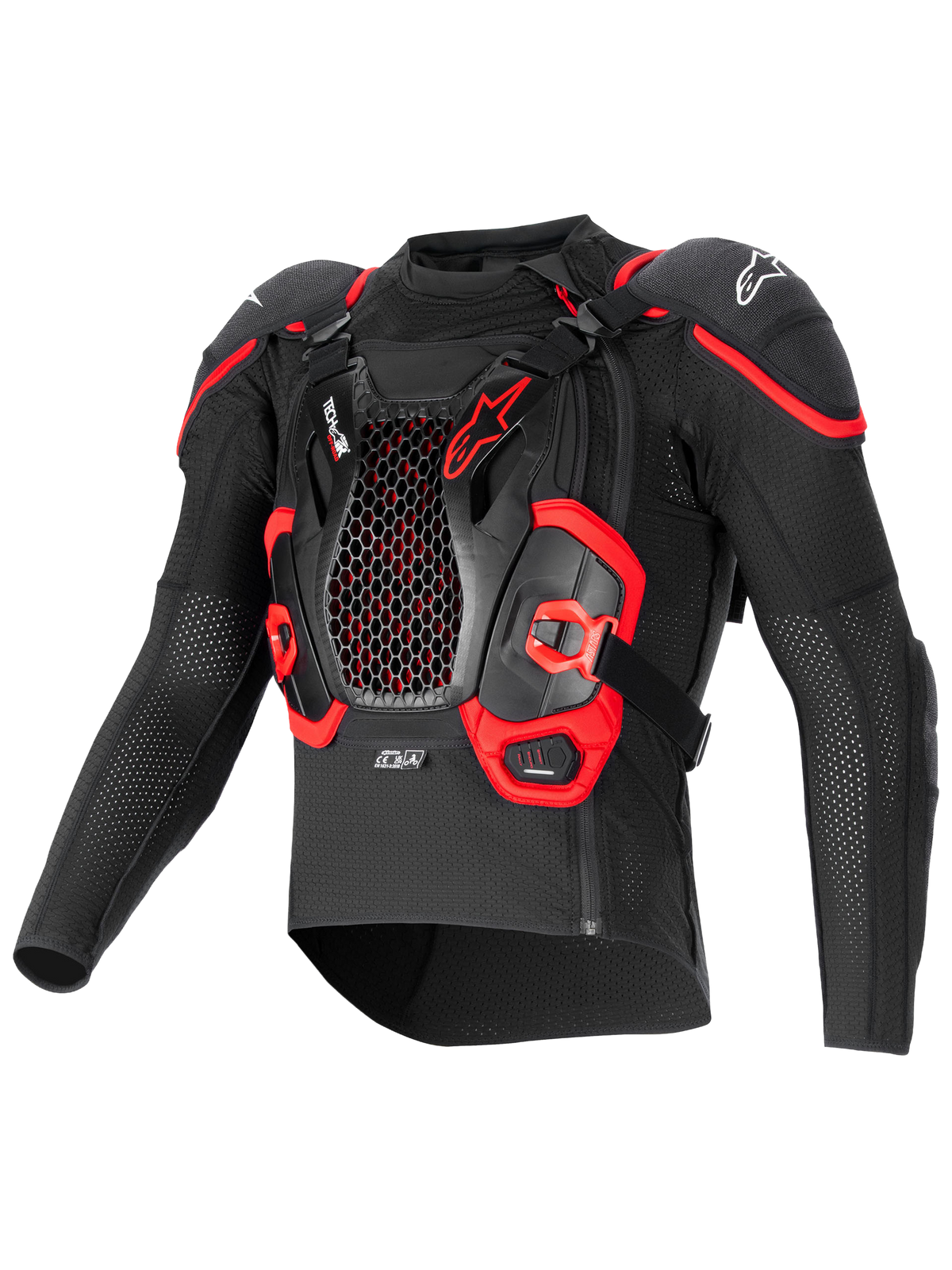 Alpinestars Tech-Air® Off-Road Airbag-System, Offroad-Schutzjacke mit integriertem Nucleon CELL Brust- und Rückenprotektor, Schwarz und Rot, CE-zertifiziert