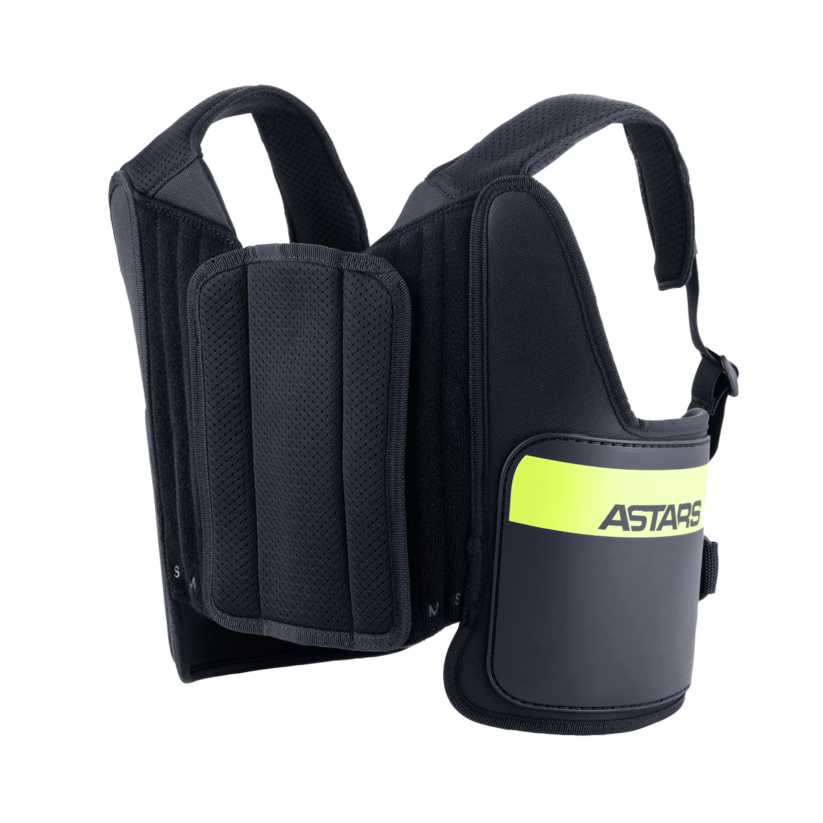 Alpinestars Youth Bionic Rippenschutz, Karting-Rippenprotektor, Schwarz und Gelb Fluo, mit verstellbaren Mesh-Schultergurten, gepolsterten Seitenteilen mit leuchtend gelbem fluoreszierendem Band und ASTARS-Branding, ergonomisches Design für den Schutz beim Kartrennsport