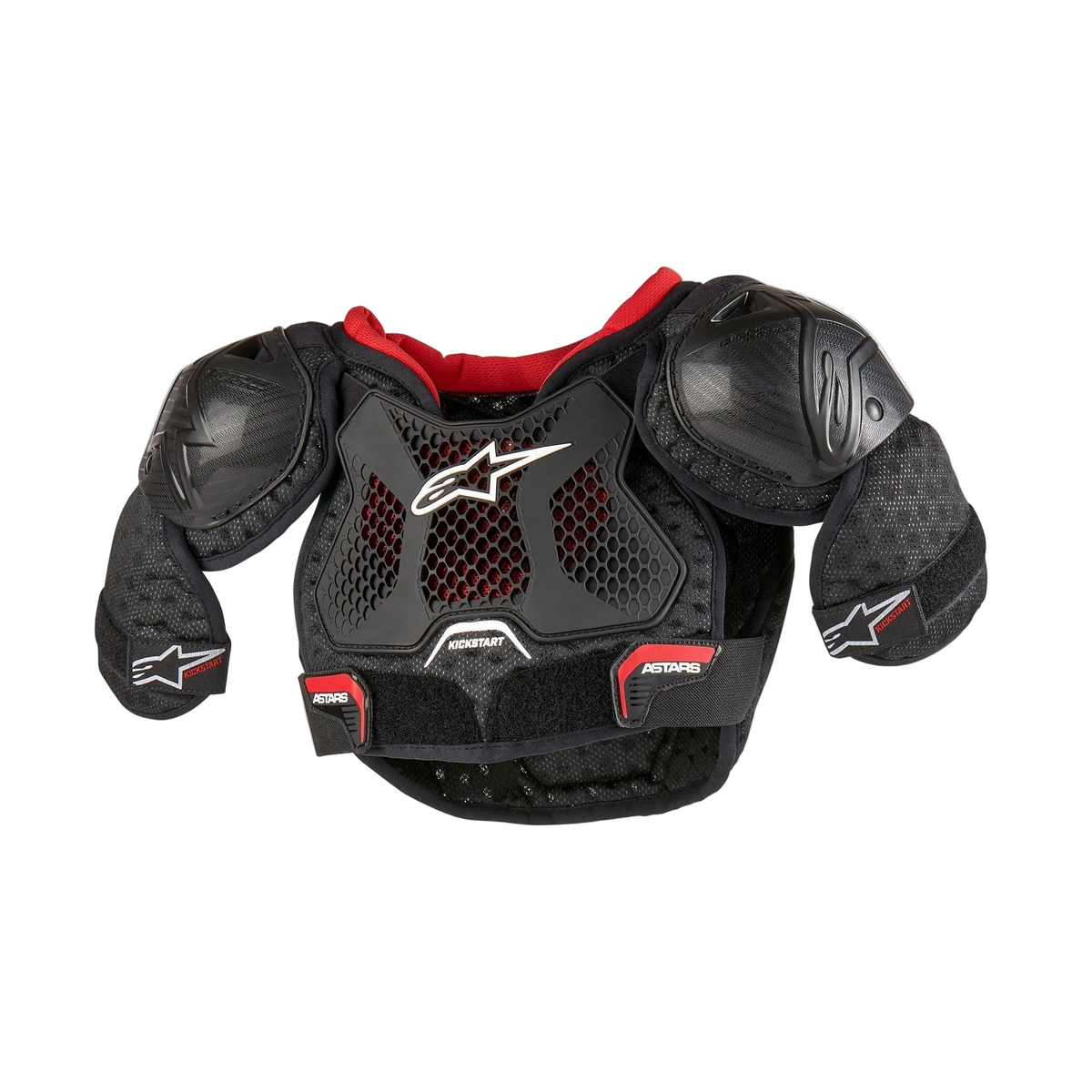Alpinestars Jugend-Bionic Action Kickstart Brustschutz, Motocross-Körperschutz in Schwarz und Rot mit TPR-Protektoren.