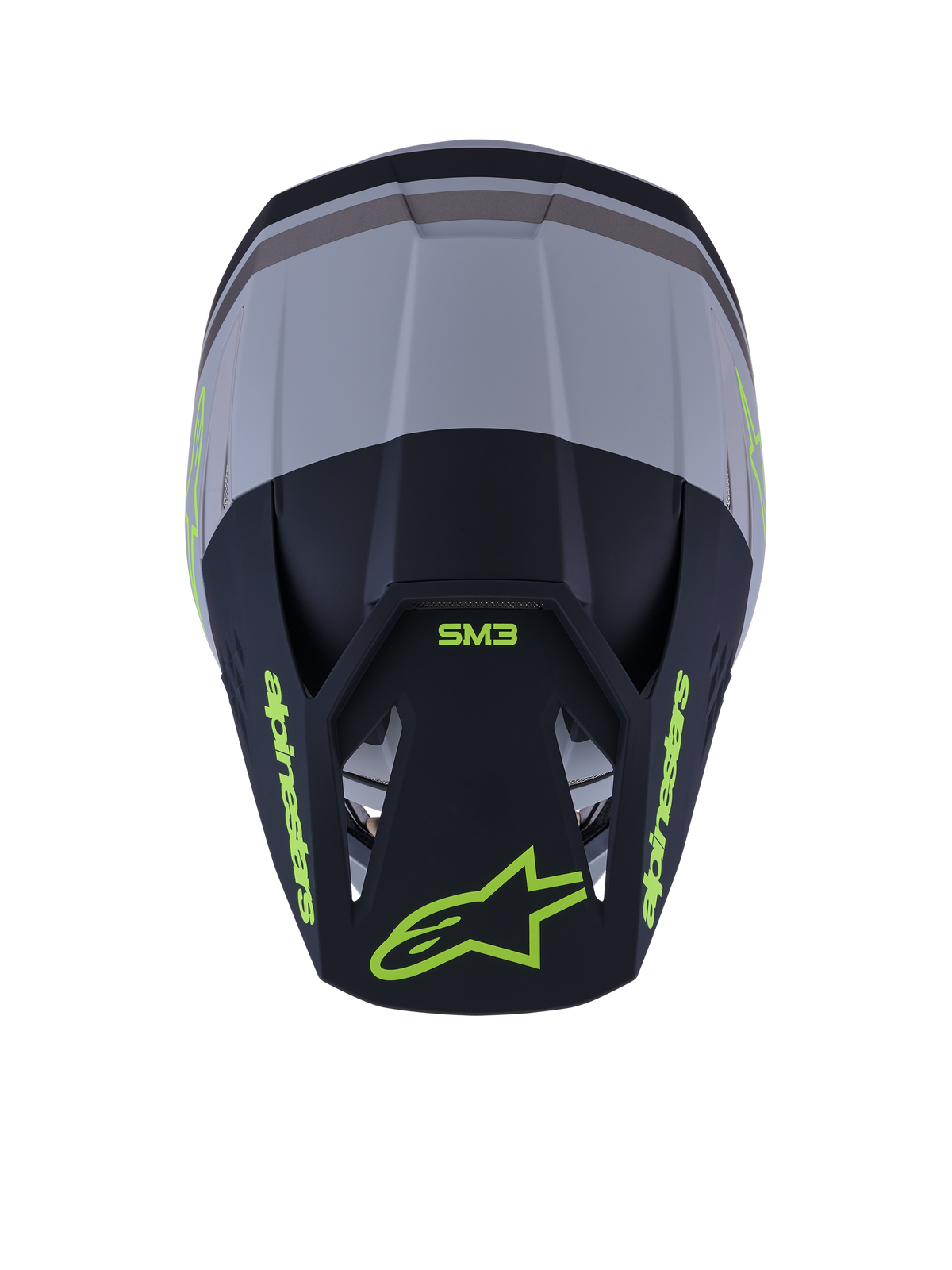 Alpinestars S-M3 Radium Helmet, Motocross Helmet, Green, Black, and Yellow Fluo Matte, matte finish with multiple ventilation ports, sleek aerodynamic design with integrated visor, specialized protective headgear for off-road and MX racing