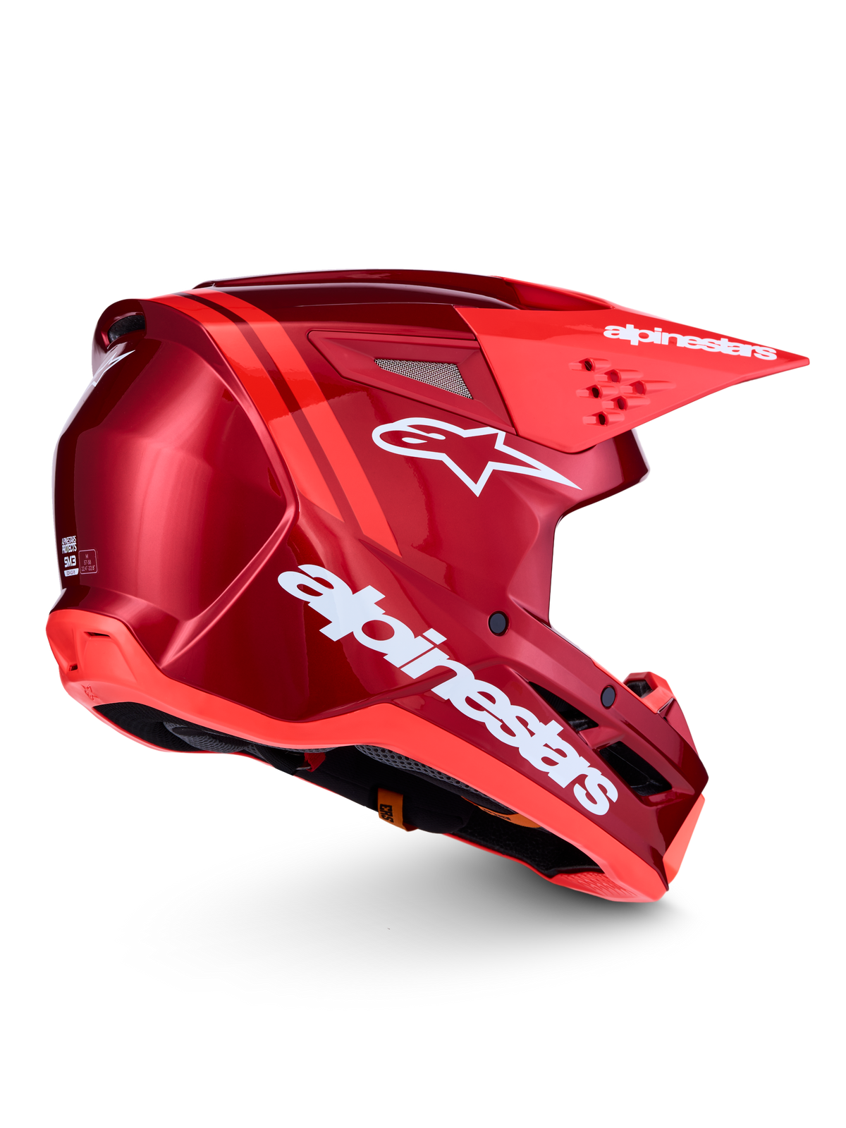 Alpinestars SM3 Radium Helm ECE06, Motocross-Helm in Rot und Weiß, ECE 22.06 zertifiziert, thermo-injizierte Schale.