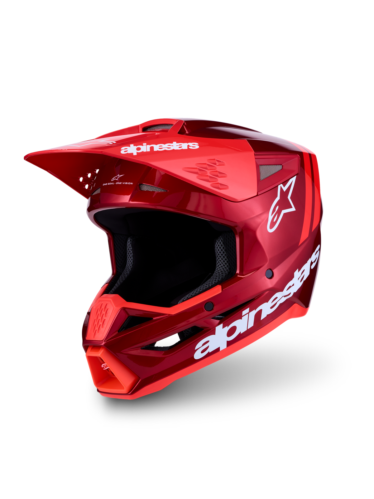 Alpinestars SM3 Radium Helm, Motocross-Helm für Herren, Rot und Weiß, ECE 2206-zertifizierte thermo-injizierte Schale für MX und Enduro.