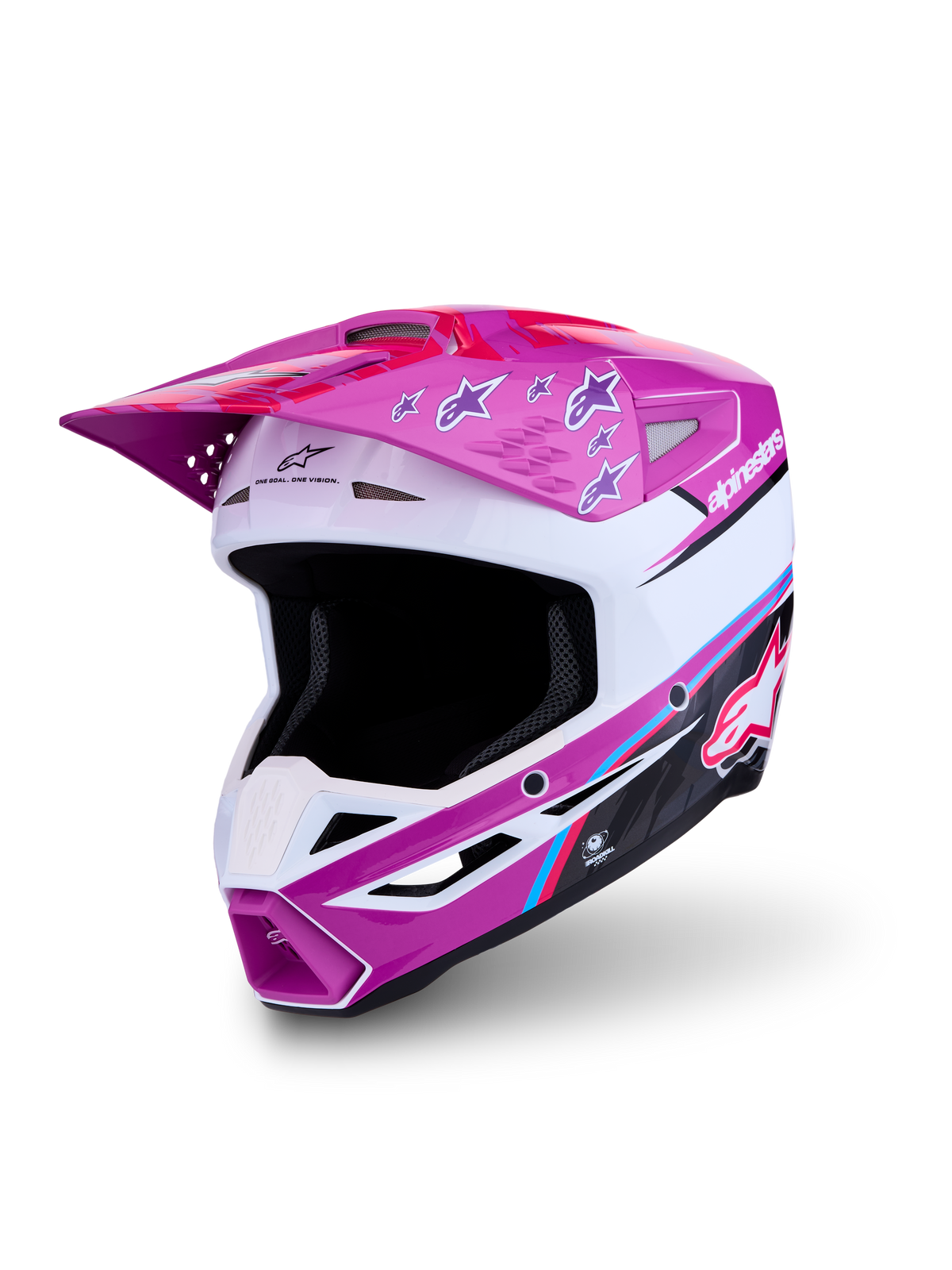 Alpinestars SM3 Falcon Helmet ECE06, Motocross and Enduro Helmet, Purple and White, ECE 22.06 Certified, advanced shell design.