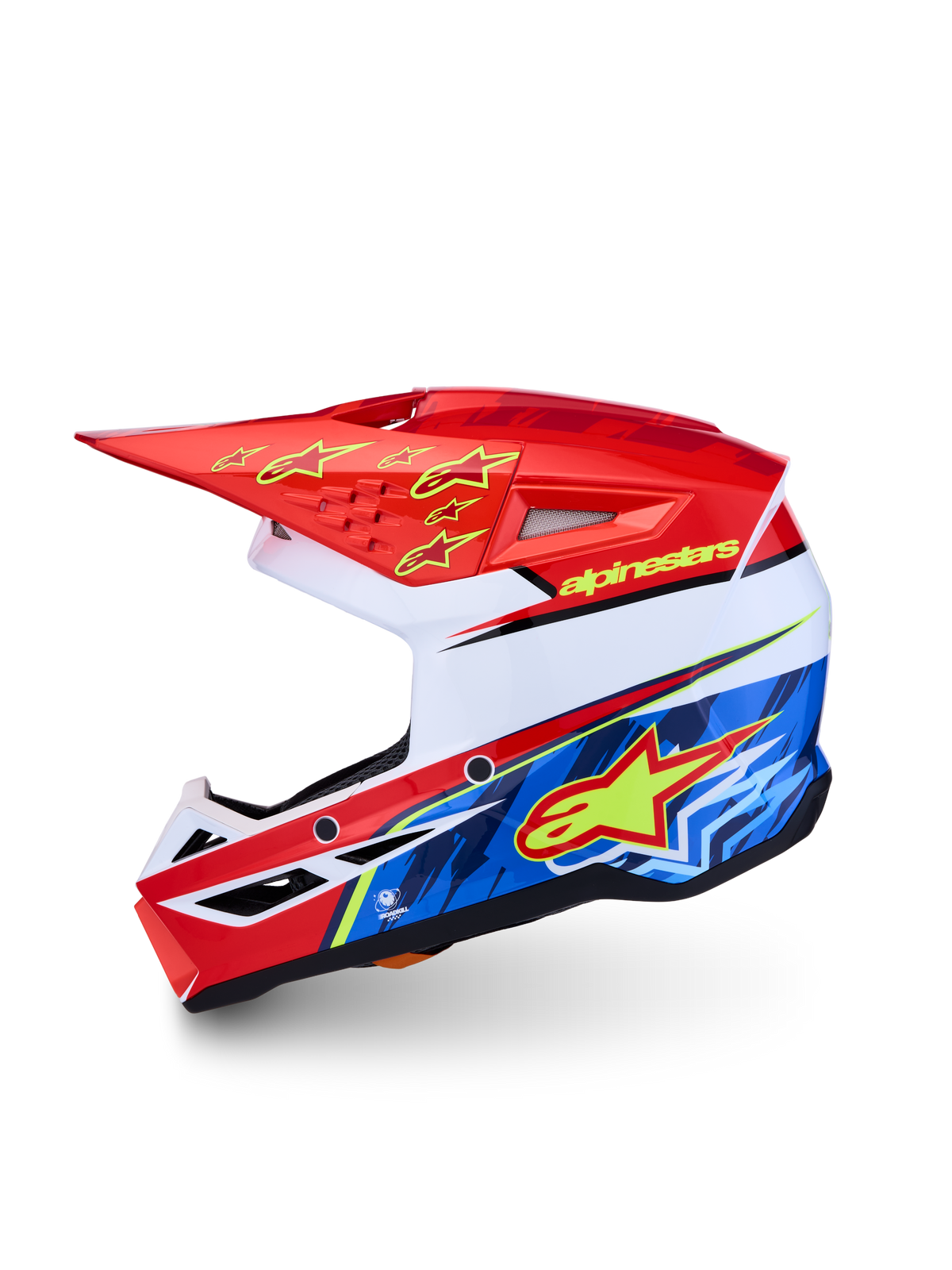 Alpinestars SM3 Jugend-Helm Falcon ECE06, Motocross-Helm für Kinder, Rot und Blau, leichte Thermoplast-Schale, ECE-zertifiziert.