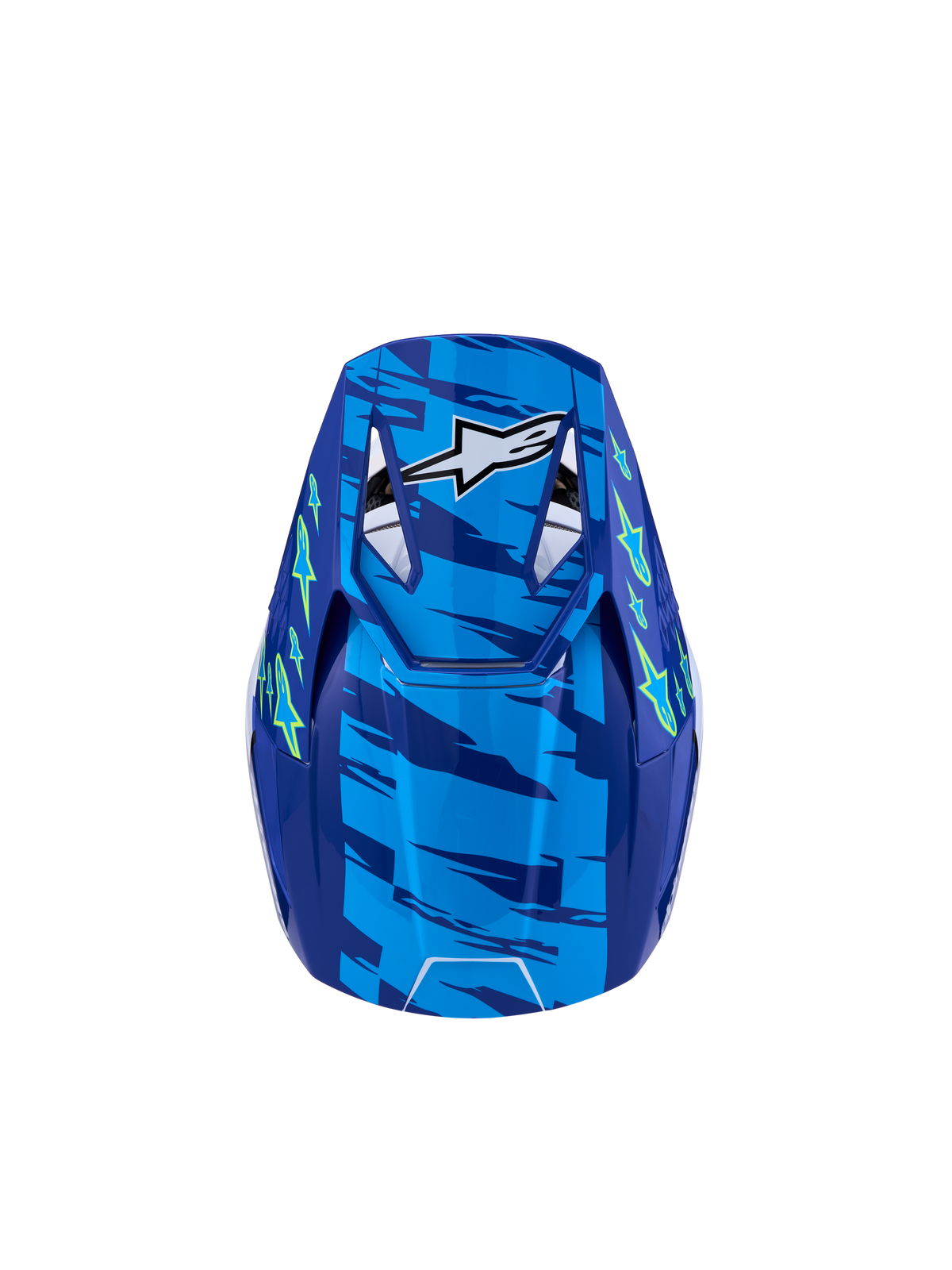 Alpinestars SM3 Jugend-Helm Falcon ECE06, Kinder-Motocross-Helm, Rückansicht, Blau und Gelb, ECE-zertifiziert.
