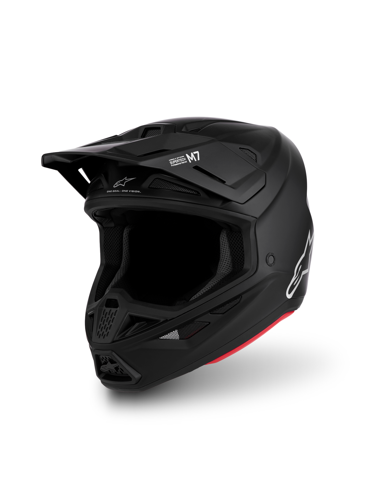 Alpinestars S-M7 Helm Solid ECE06, Mattschwarzer Motocross-Helm, aerodynamisches Design, ECE 22.06 zertifiziert.