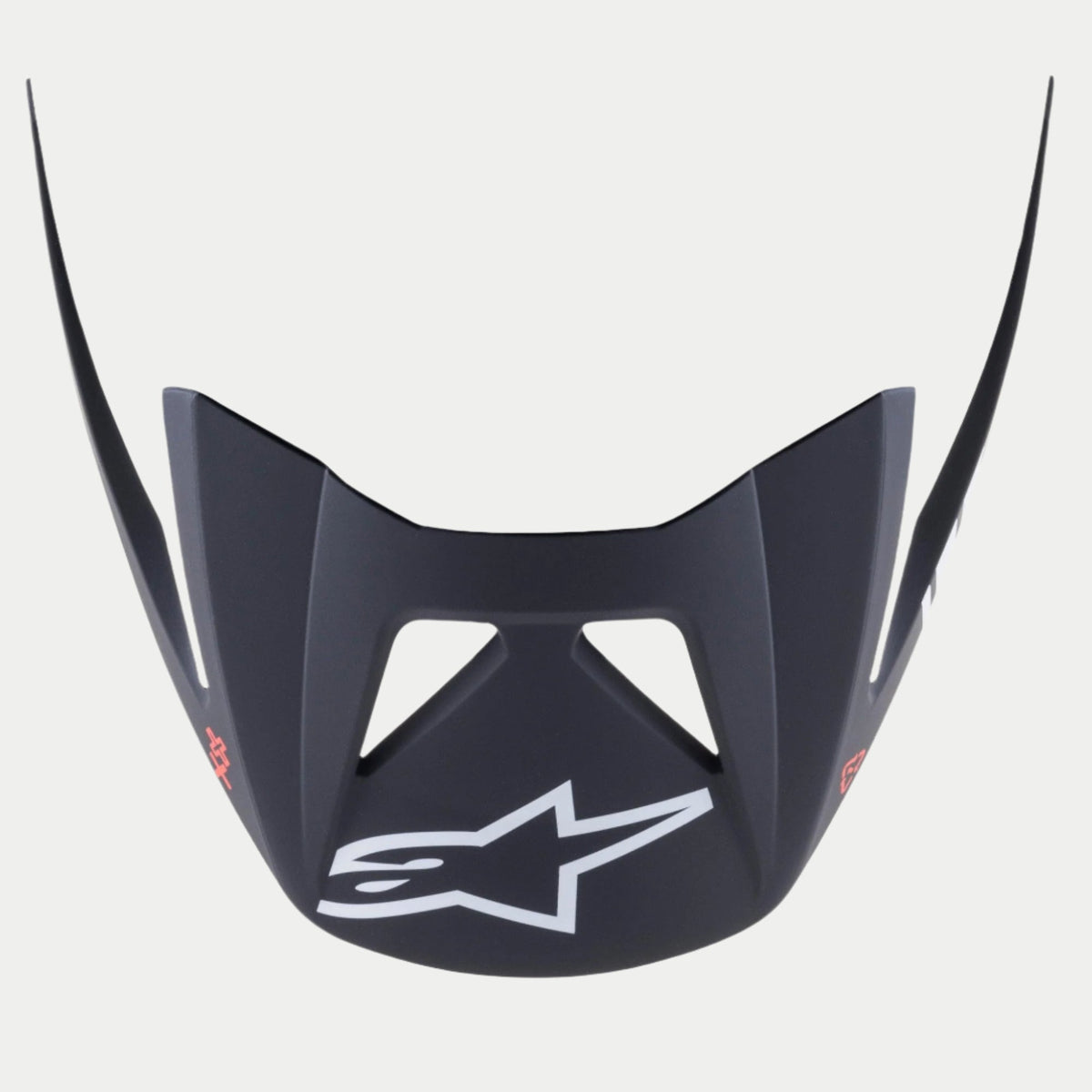 Alpinestars Visier Vector Tech A1, Ersatz-MTB-Helmvisier, Schwarz-Hellgrau Matt, markantes weißes Astars-Logo vorne, kantiges Snap-on-Design mit Belüftungsausschnitten