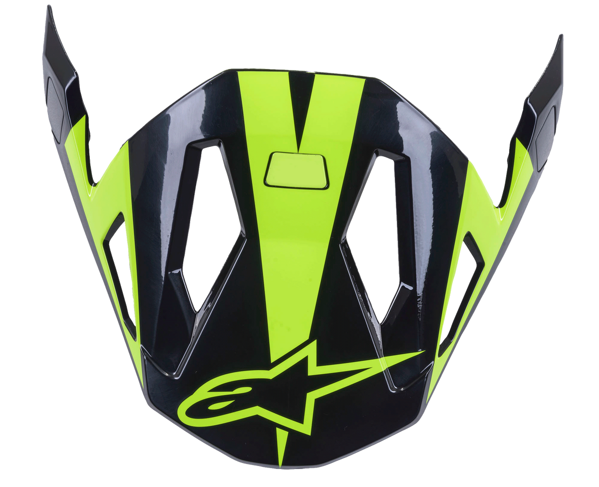 Alpinestars Missile Visor, MTB Helmet Accessory, Black and Yellow Fluo Glossy, aerodynamic design with airflow cutouts, glossy finish with neon yellow star logo