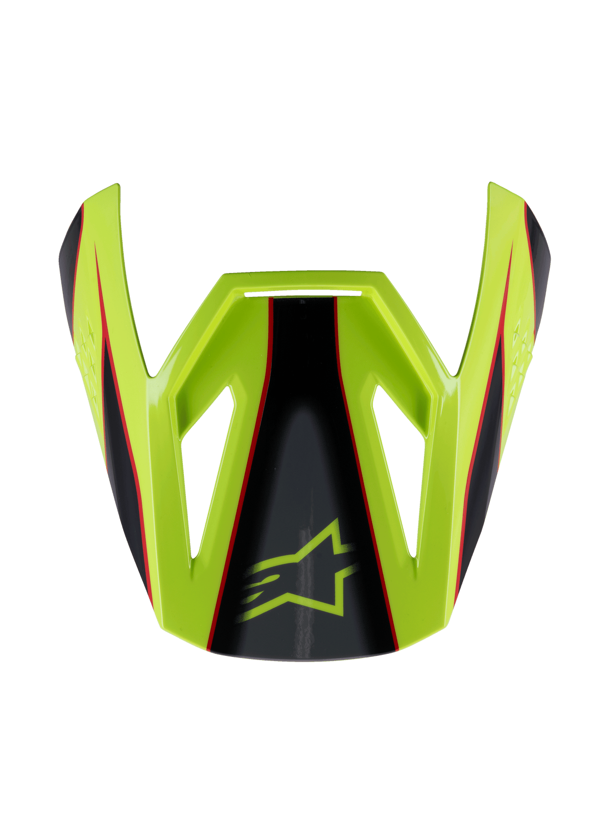 Alpinestars S-M3 Youth Fray Visier, Motocross-Helmvisier, Rot, Gelb-Fluoreszierend und Schwarz mit Hochglanz-Finish, eckiges Design mit dem Alpinestars Stern-Logo, offizielles Ersatzteil für Jugend-Rennhelme