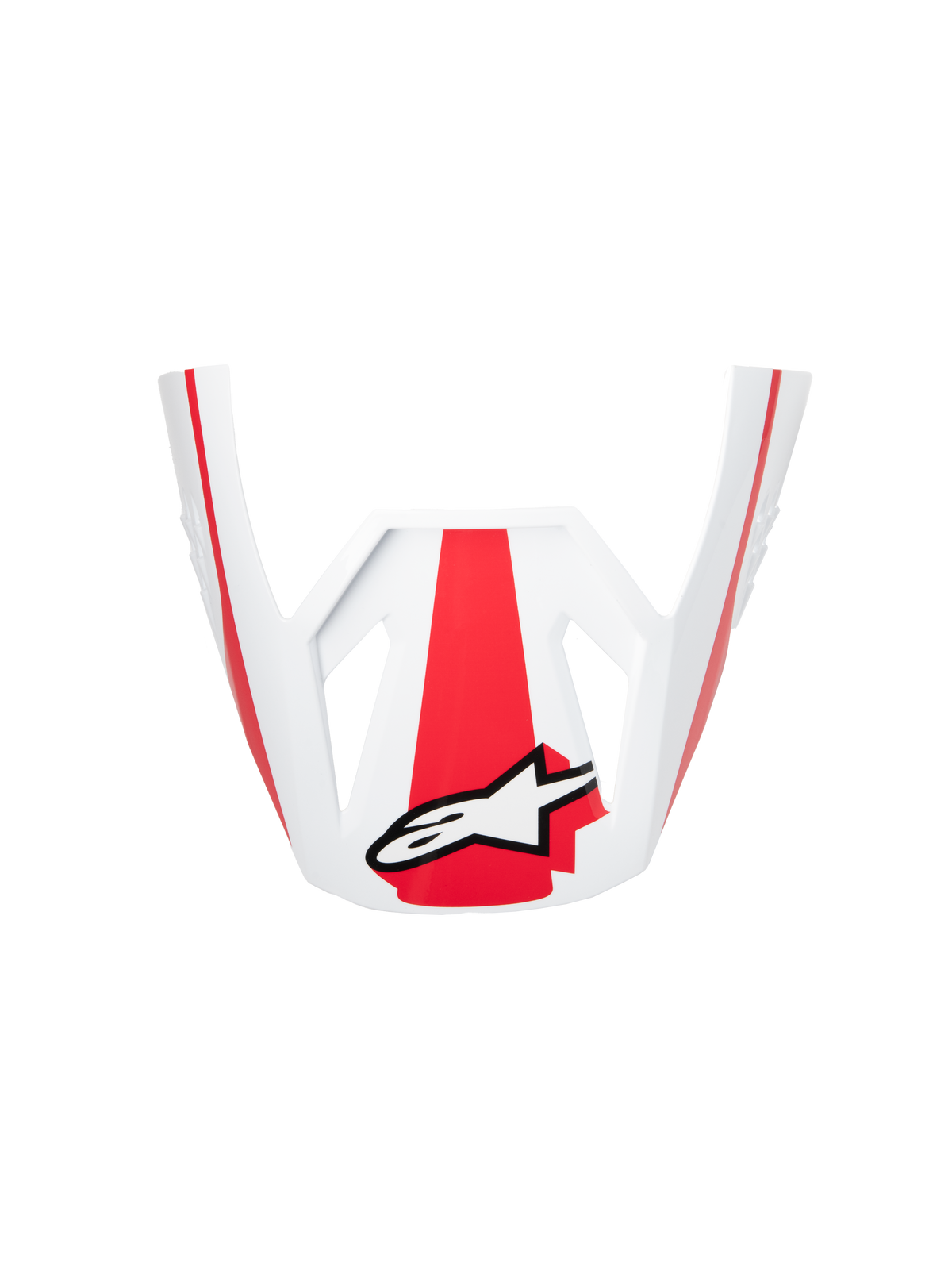 Alpinestars S-M3 Heat ECE06 Visier, Helmzubehör, Rot, Weiß und Schwarz glänzend, offizielles Ersatzteil für Offroad-Helme, mit markanten roten Grafiken und weißem Alpinestars Logo, glänzendes Finish für Motocross-Ausrüstung