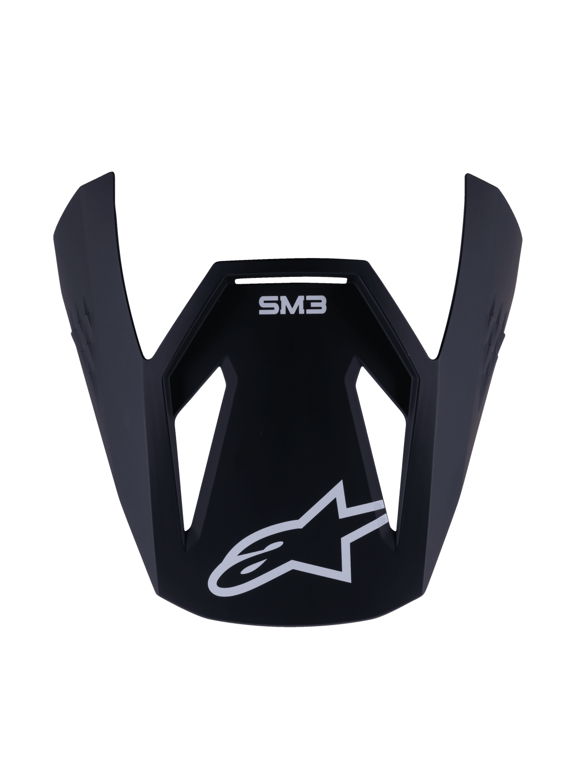Alpinestars S-M3 Youth Solid Visier, Ersatzvisier für Jugend-Motocross-Helm, mattes Schwarz mit weißem SM3-Branding und Stern-Logo, robustes Kunststoff-Zubehör für Offroad-Rennsport
