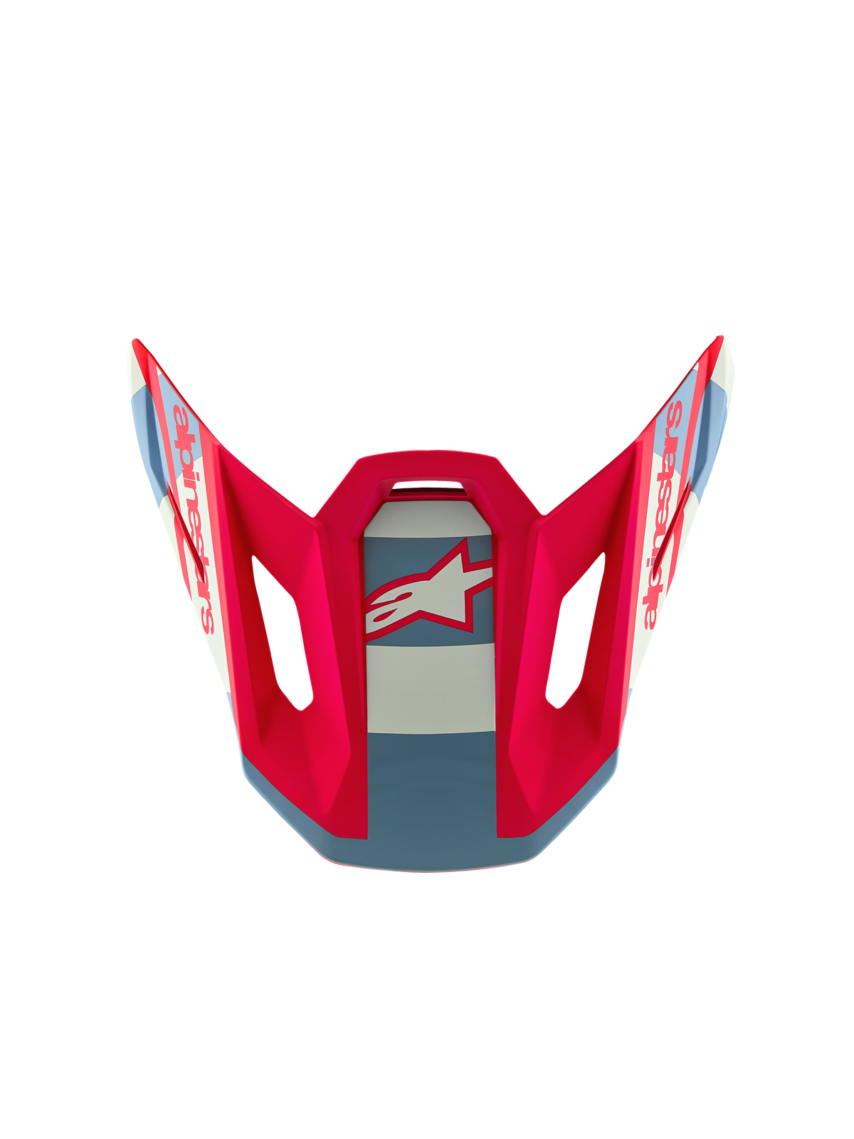 Alpinestars S-M7 Beast Coast Limited Edition Visier, rot, blau und weiß mit Logo, Ersatzteil für Motocross-Helme.