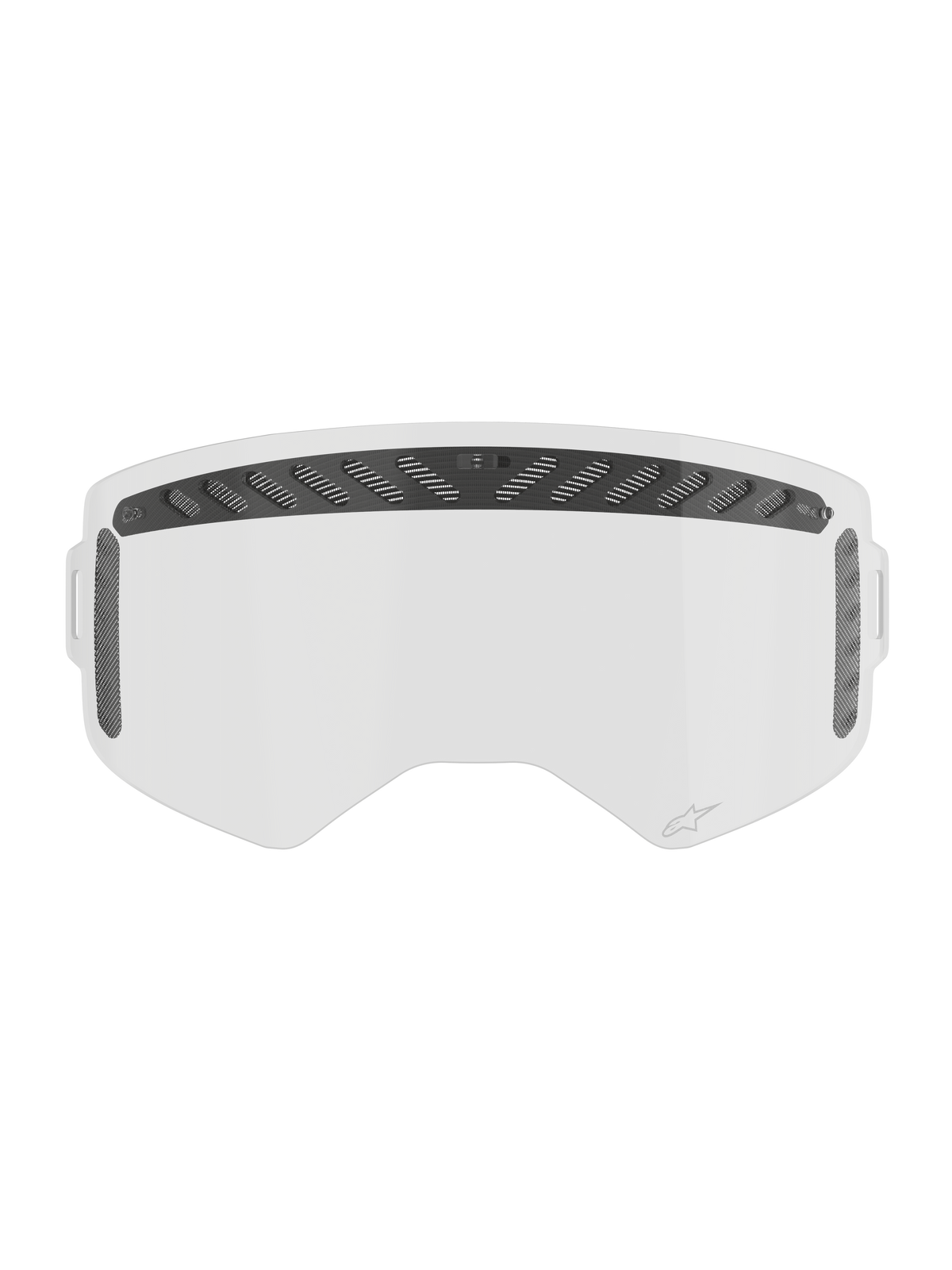Alpinestars Supertech Modulator Vented Linse, Motocross-Brillen-Ersatzlinse, Klar und Schwarz, belüftete Absolute Vision™ Technologie, antibeschlagbeschichtet und schlagfest.