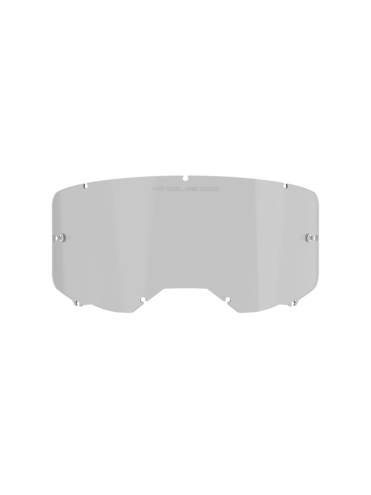 Alpinestars Vision 8-5-3 Smoke Lens, replacement lens for motocross goggles, Medium Smoke tint, polycarbonate construction with anti-fog and hard coat finish, featuring 'One Goal. One Vision.' text at the top