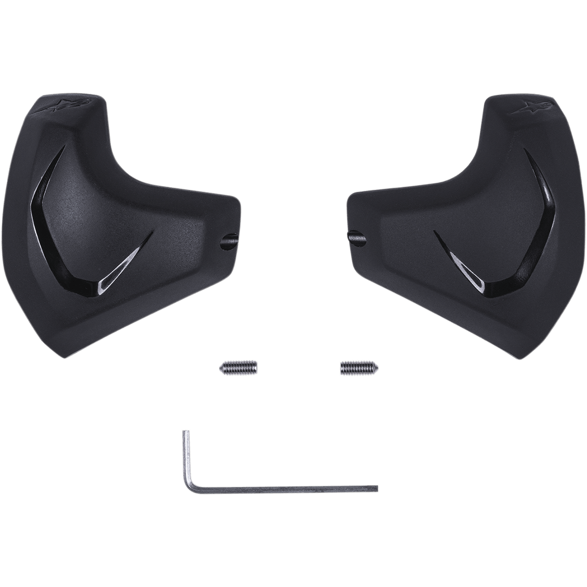 Alpinestars Elbow Sliders, Schwarz, Motorrad-Ellbogenschutz-Einsätze, zwei anatomisch geformte PU-Schleifer mit Hochglanz-Akzenten, inklusive Befestigungsschrauben und Inbusschlüssel, Ersatzausrüstung für Rennlederanzüge