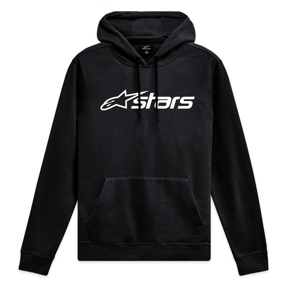 Alpinestars Blaze V3 Kapuzenpullover, schwarzer Sportswear-Pullover mit weißem Blaze 2.0-Logo-Print auf der Brust, Kapuze mit Jersey-Futter und Rippbündchen.
