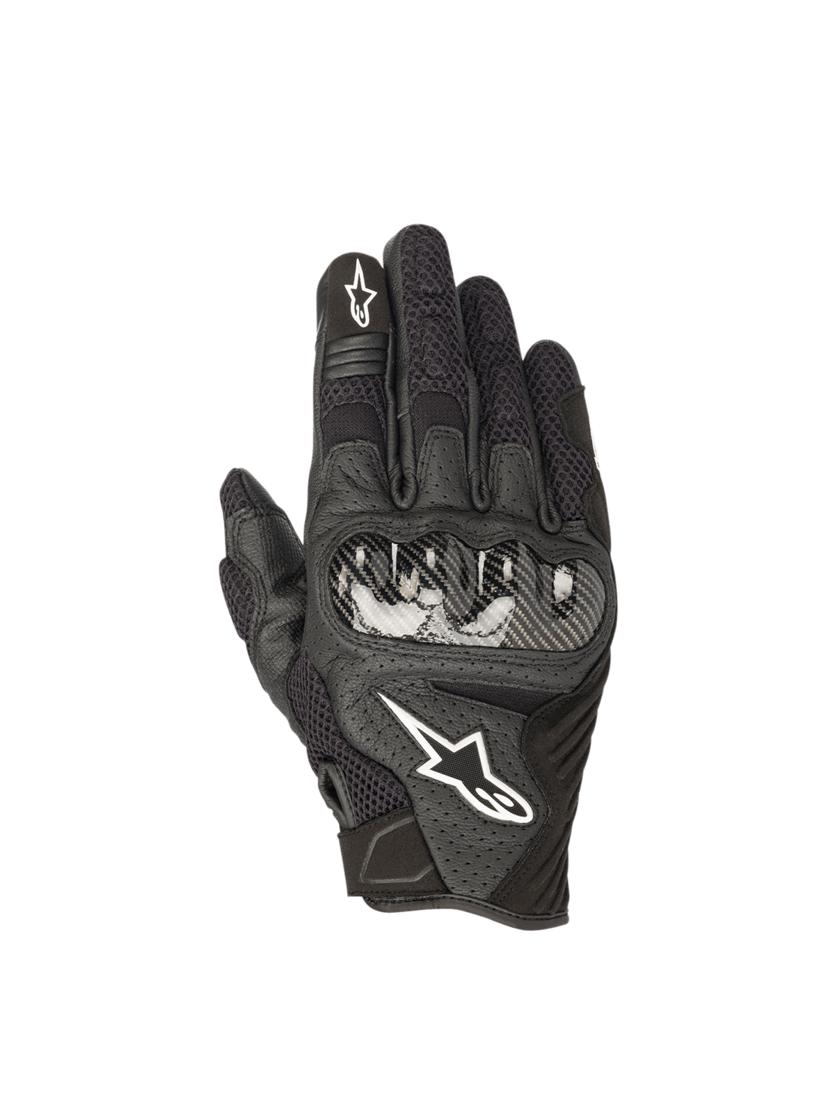 Alpinestars SMX-1 Air V2 Handschuhe, Motorradhandschuhe in Schwarz, aus Leder und Mesh mit Hartschalen-Knöchelschutz, CE-zertifiziert.