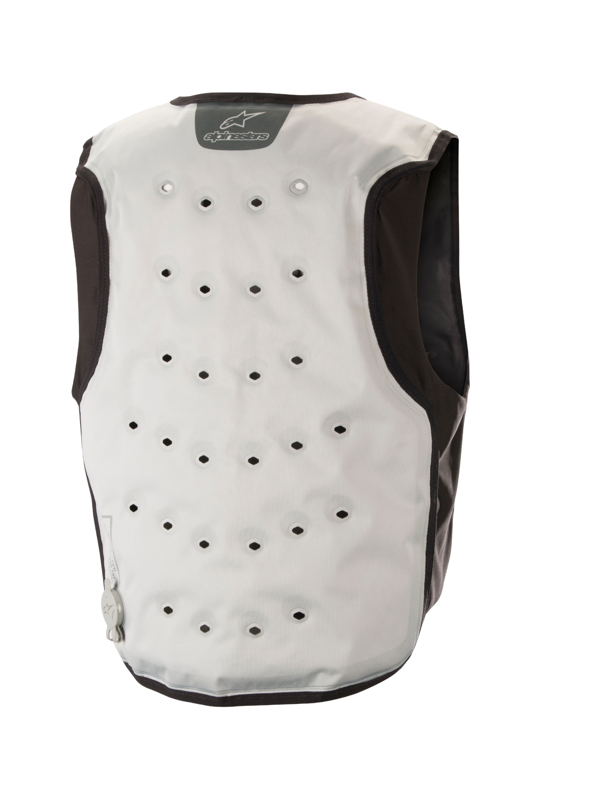 Alpinestars Cooling Vest, Motorcycle Base Layer, Light Gray and Dark Gray, featuring three-layer textile construction with moisture-wicking fleece, stretch inserts for fit, and strategically placed ventilation for summer riding comfort.