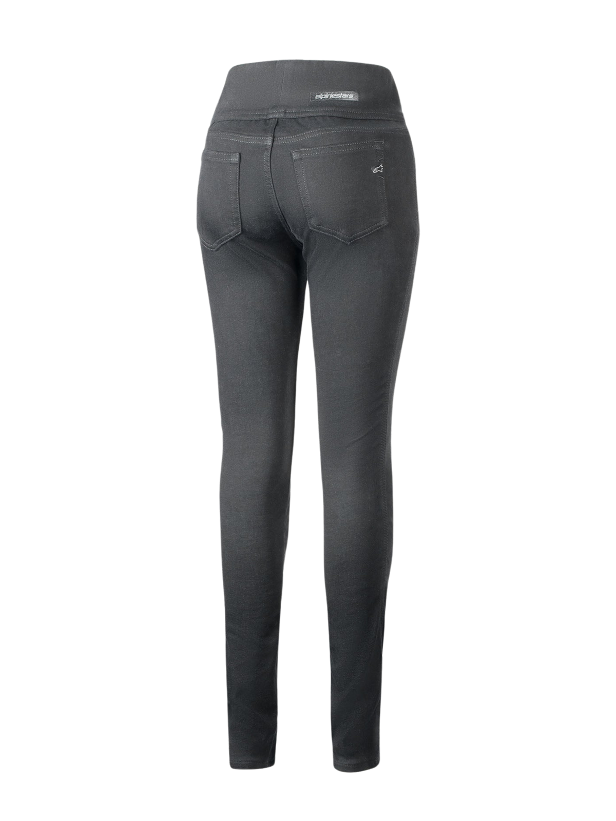 Alpinestars Shuri Women Leggings Summer, Black, Back view of slim-fit motorcycle leggings, featuring a high-waist design, two back pockets, and subtle Alpinestars branding on the pocket and waistband