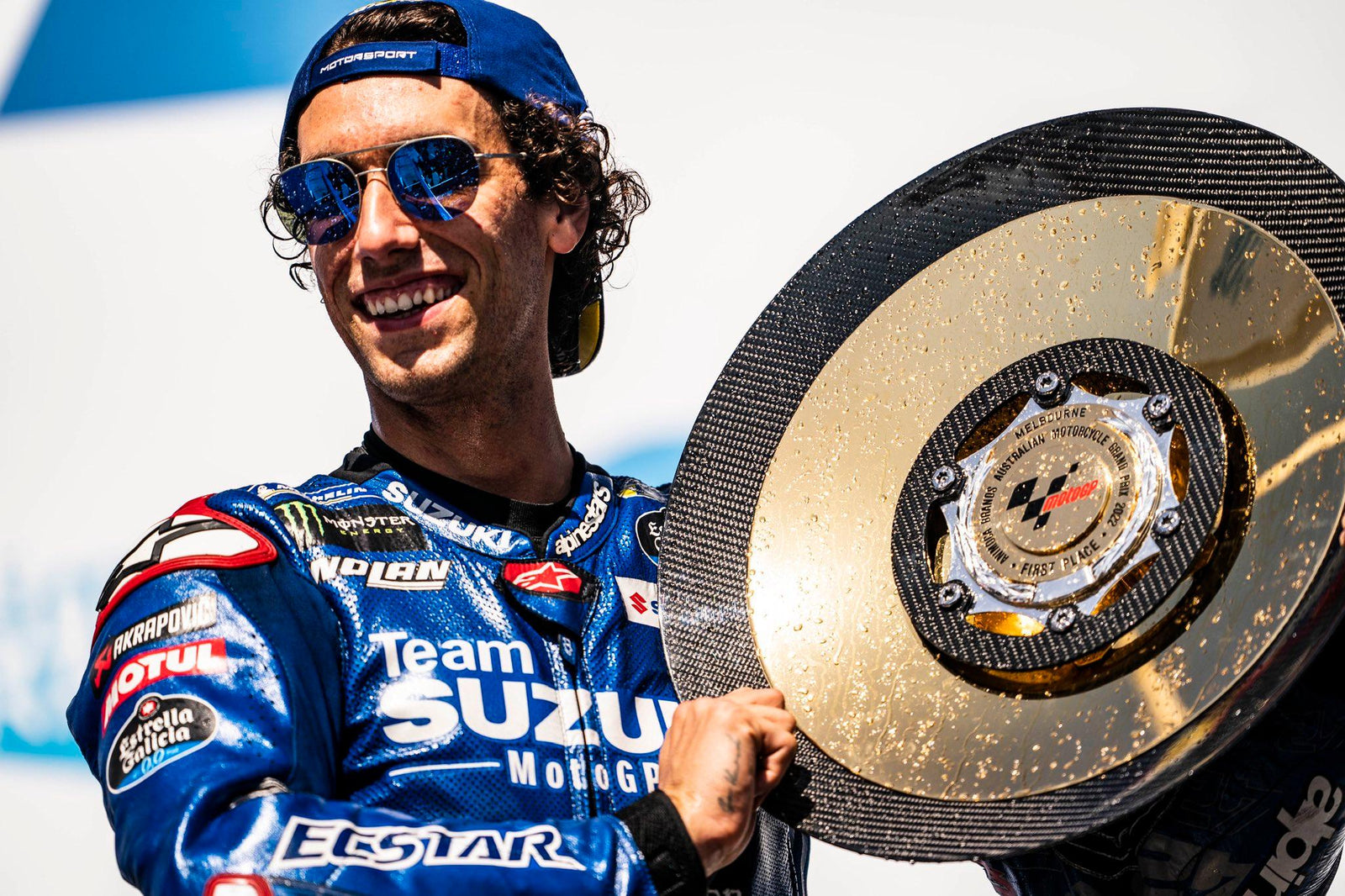 Alpinestars Sweep -Podium im epischen MotoGP -Rennen mit Alex Rins Victorious, Marc Marquez Second und Pecco Bagnaia in Phillip Island, Australien