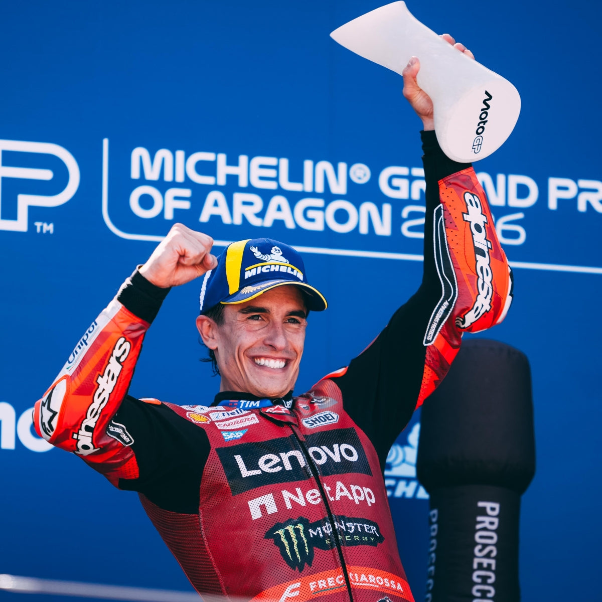 MARC MARQUEZ THE MAIN MAN OF ARAGON WITH MOTOGP FEATURE RACE VICTORY; PEDRO ACOSTA STORMS TO ALPINESTARS 1-2