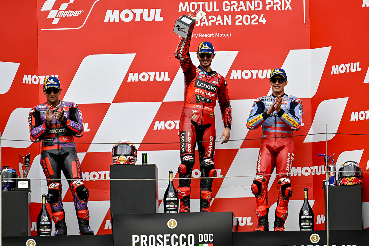 IMPECCABLE PERFORMANCE BY PECCO BAGNAIA WITH ALPINESTARS PODIUM SWEEP AT MOBILITY RESORT MOTEGI