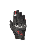 Alpinestars SMX-1 Air V2 Handschuhe, Motorrad-Straßenhandschuhe, Schwarz und Rot Fluo, Leder-Mesh mit Knöchelschutz.