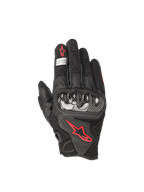 Alpinestars SMX-1 Air V2 Handschuhe, Motorrad-Straßenhandschuhe, Schwarz und Rot Fluo, Leder-Mesh mit Knöchelschutz.