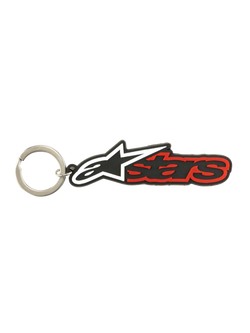 Alpinestars Blaze Key Fob, 3D rubber keychain, Black and Red, metal snap ring, everyday carry sportswear accessory