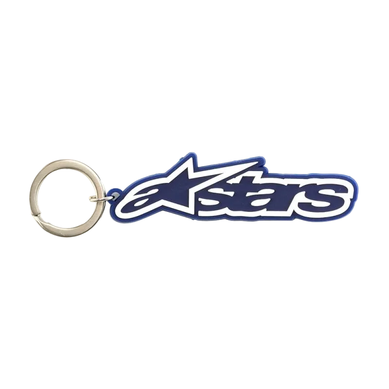 Alpinestars Blaze Schlüsselanhänger, Sportswear-Accessoire, Blau und Weiß, 3D-Gummikonstruktion mit Logo und Metallschnappring, Motorsport-inspiriertes Rennsport-Zubehör.
