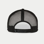 Alpinestars Corp Trucker-Mütze, Weiß und Schwarz, Rückansicht mit schwarzen atmungsaktiven Mesh-Einsätzen, verstellbarer Snapback-Verschluss, kleines Alpinestars-Logo auf dem hinteren Etikett, lässige, vom Motorsport inspirierte Kopfbedeckung