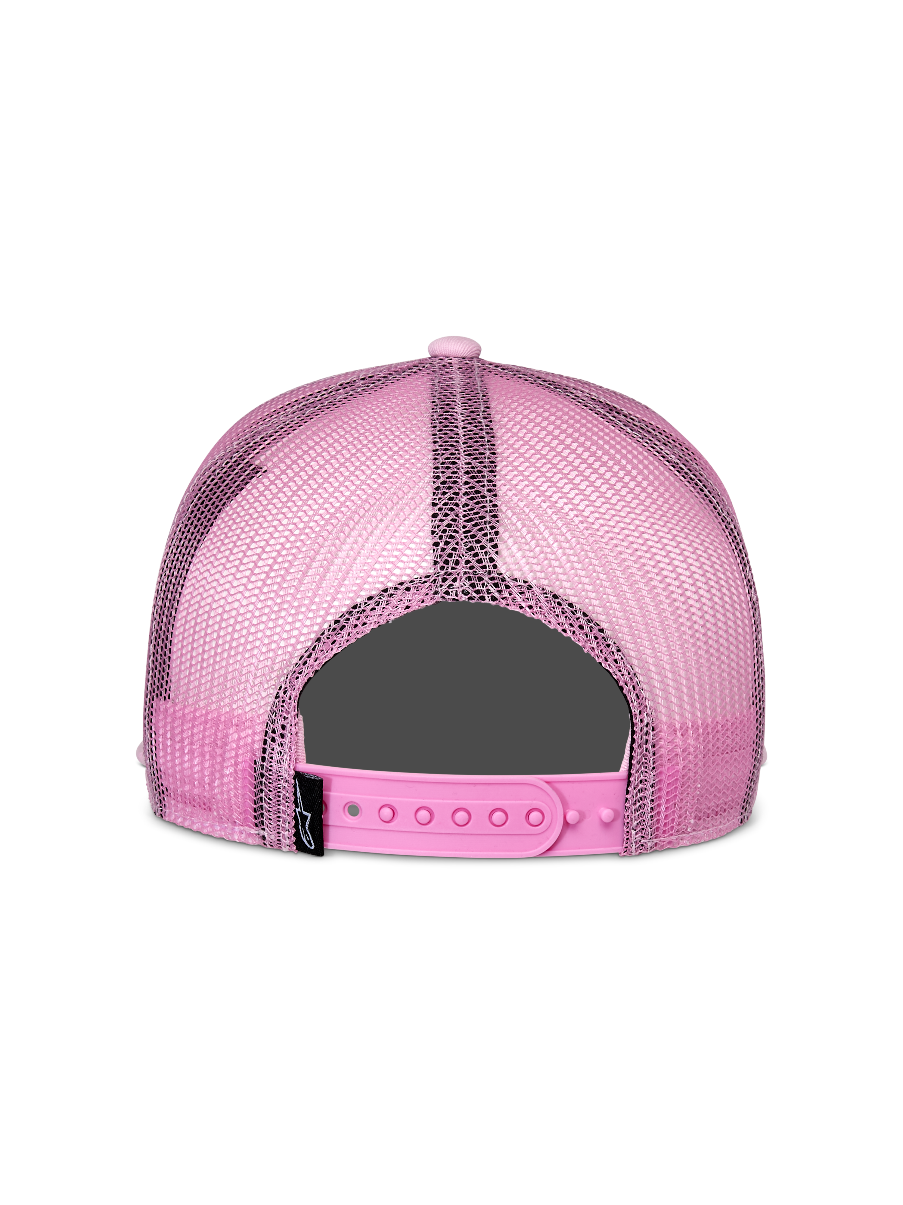 Alpinestars Corp Trucker Cap, Pink, Rückansicht, mit pinken Mesh-Einsätzen und verstellbarem Snapback-Verschluss, lässige vom Motorsport inspirierte Kopfbedeckung