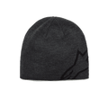 Alpinestars Corp Shift Beanie, Knit Beanie, Charcoal Heather and Black, featuring a large black jacquard Alpinestars logo on the side, sweater knit jersey stitch construction, casual motorsport-inspired winter headwear