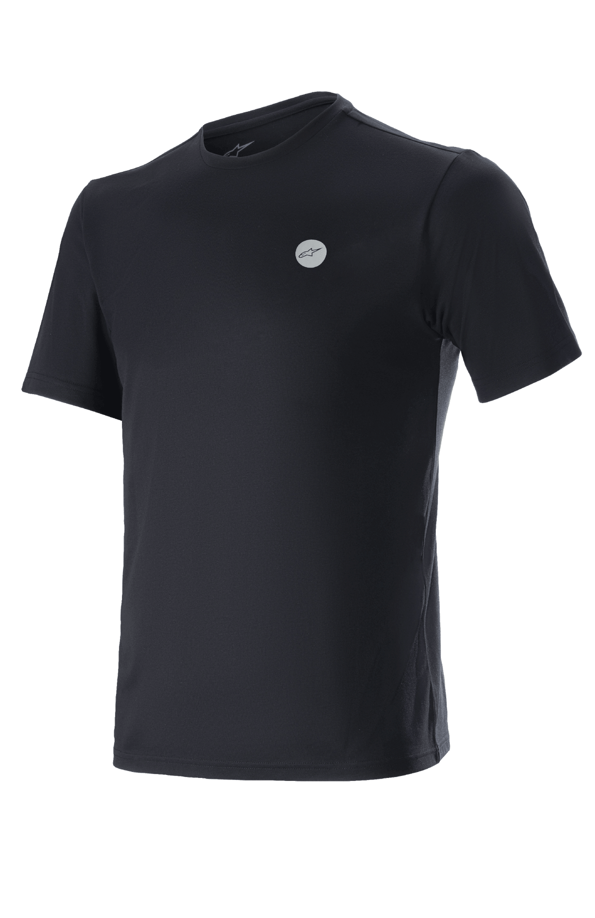Alpinestars Dot Tech Tee, Kurzarm-T-Shirt, Schwarz, kleines kreisförmiges Logo mit Alpinestars-Stern auf der Brust, Performance MTB-Bekleidung
