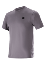 Alpinestars Dot Tech Tee Kurzarm-T-Shirt, Sparrow Gray, technisches T-Shirt, kleines schwarzes kreisförmiges Logo auf der Brust, feuchtigkeitsableitendes DriRelease-Gewebe, lässige Mountainbike- und Offroad-Bekleidung