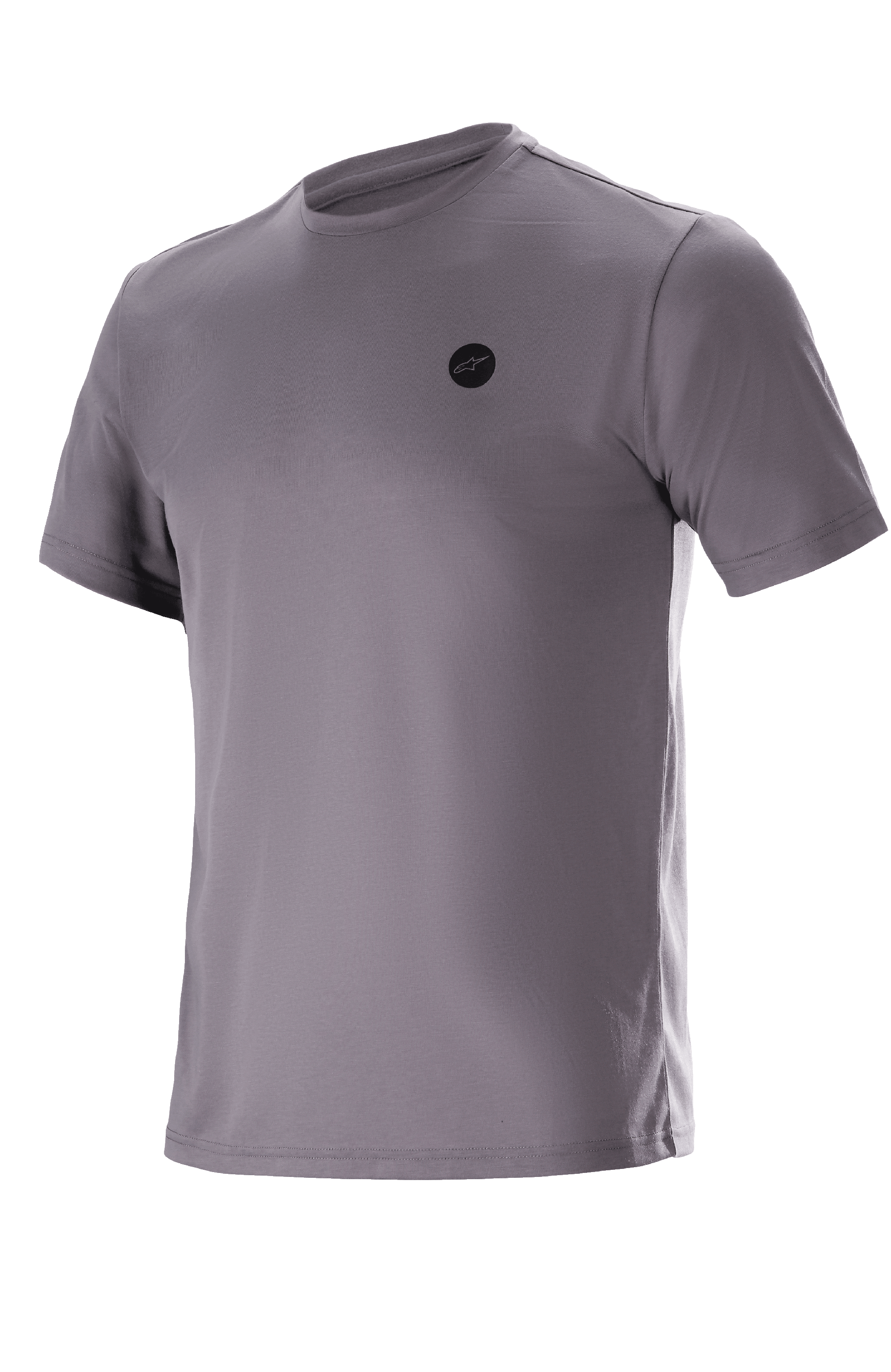 Alpinestars Dot Tech Tee Kurzarm-T-Shirt, Sparrow Gray, technisches T-Shirt, kleines schwarzes kreisförmiges Logo auf der Brust, feuchtigkeitsableitendes DriRelease-Gewebe, lässige Mountainbike- und Offroad-Bekleidung