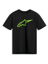 Alpinestars Ageless 2.0 CSF Tee, Kurzarm-T-Shirt, Schwarz, Lindgrünes Alpinestars Astar-Logo, Lässige Motorsport-Streetwear
