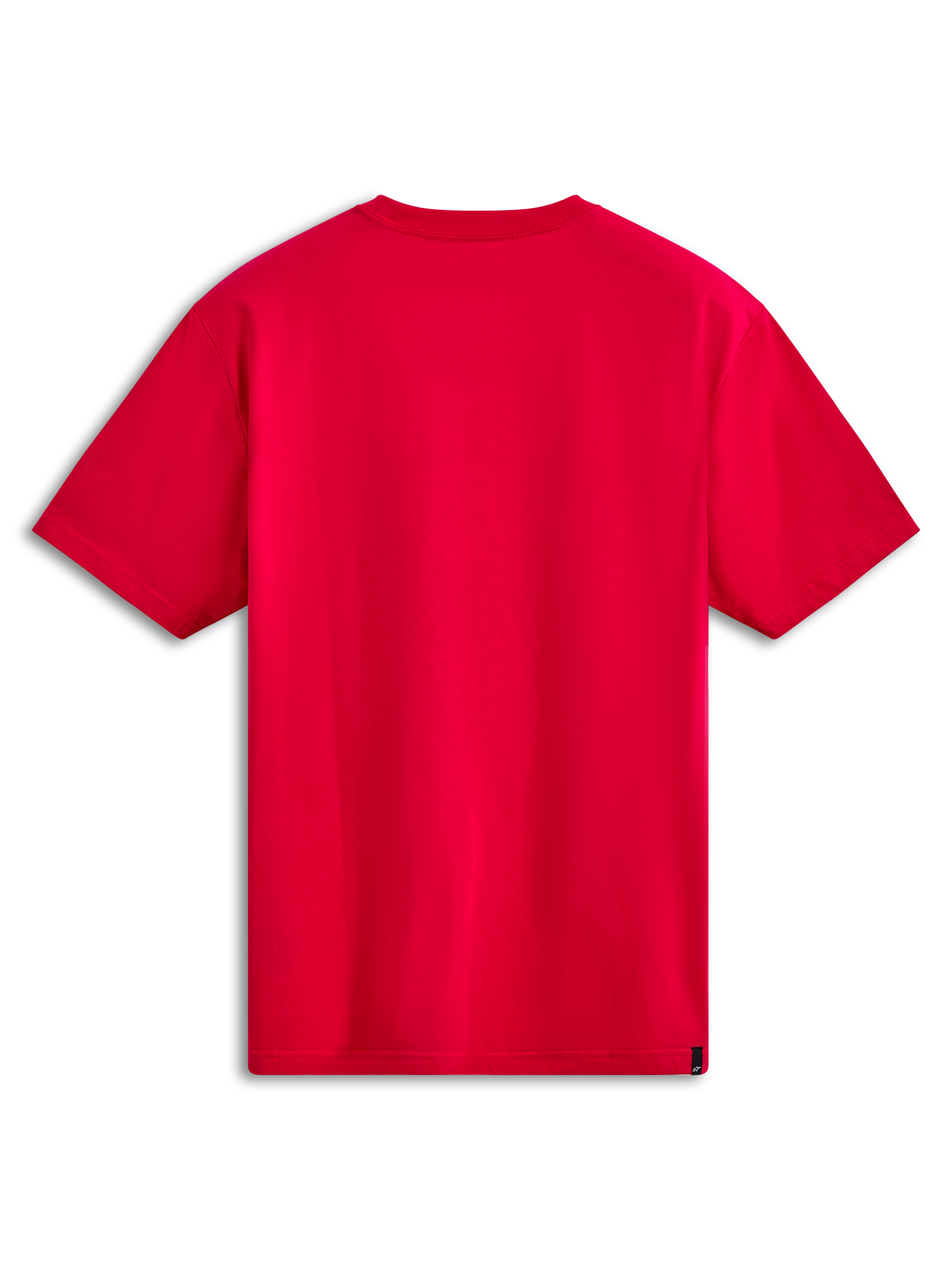Alpinestars Ageless Shadow CSF Tee, Kurzarm-T-Shirt, Rot, Rückansicht, schlichtes rotes Design mit kleinem schwarzem Markenlabel am unteren Saum, legere Sportbekleidung