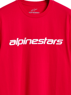 Alpinestars Linear Wordmark 2.0 CSF Tee, Short Sleeve T-Shirt, Red, White Alpinestars linear wordmark on chest, internal neck branding, casual motorsport streetwear