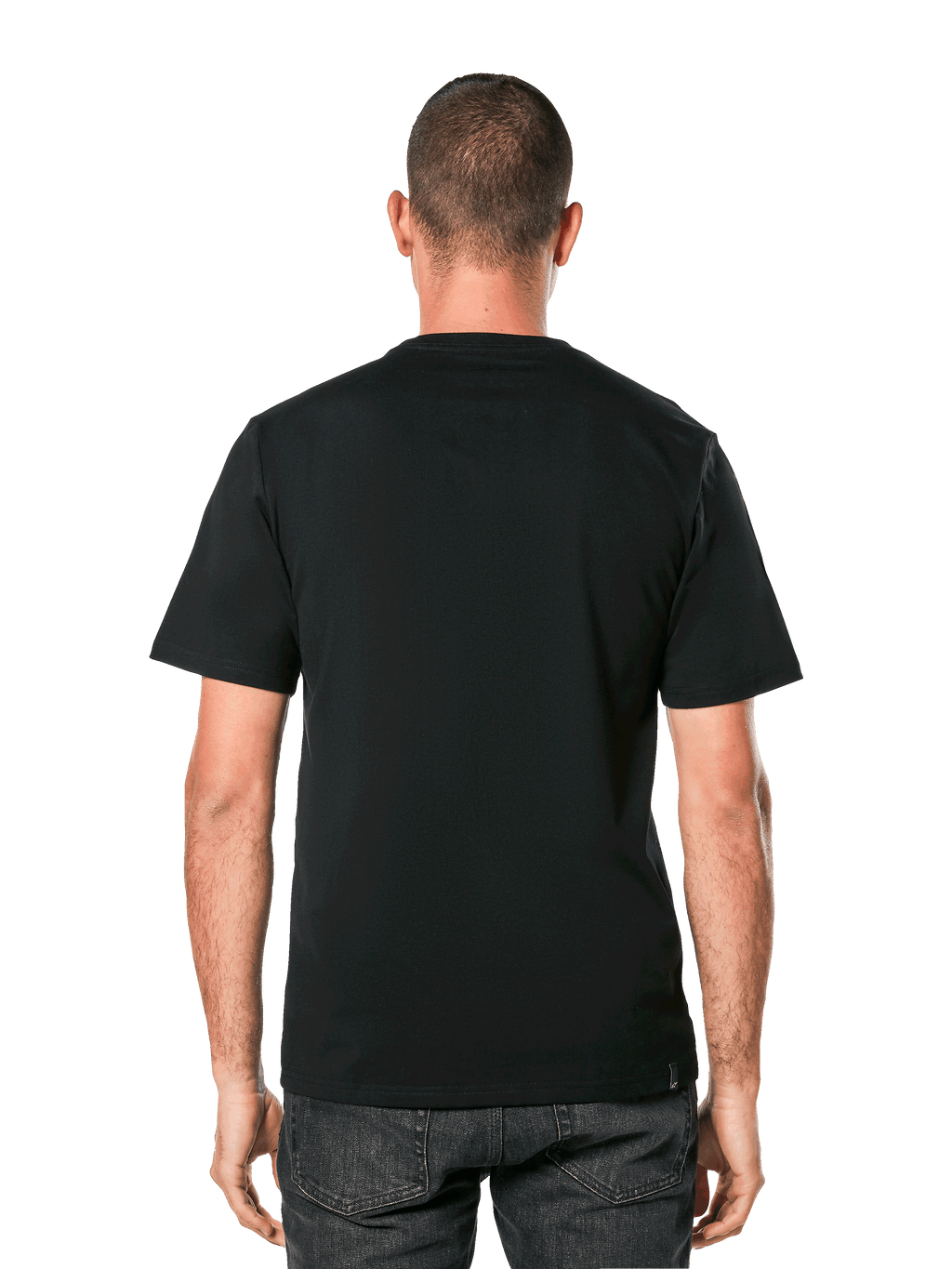 Alpinestars MX Helmet CSF Tee, Short Sleeve T-Shirt, Black, Rear view on model, Casual Motorsport Streetwear