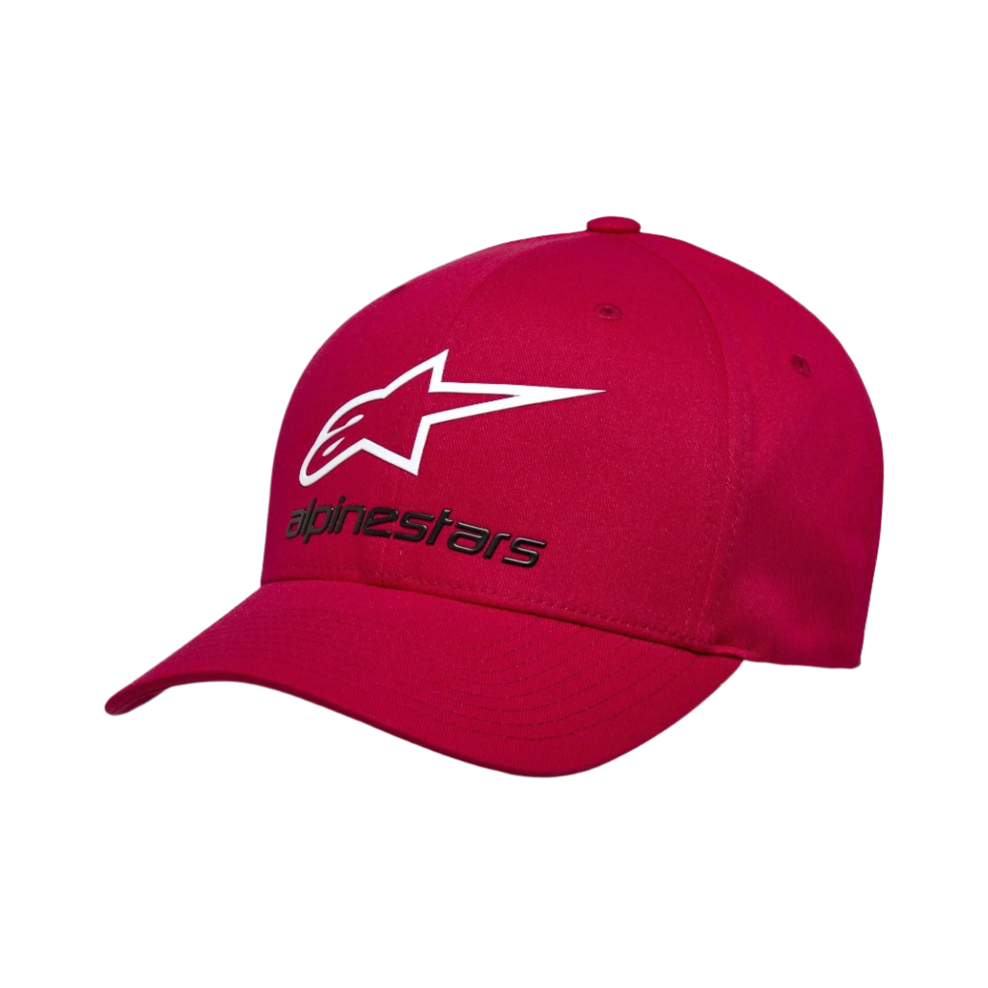 Alpinestars Always 2.0 Hat, Baseball Cap, Red, White star logo and black Alpinestars text, curved bill, structured crown, casual motorsport-inspired streetwear