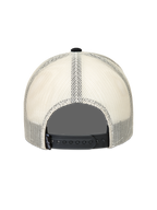 Alpinestars Heritage Patch Trucker-Mütze, Rückansicht in Natur und Schwarz, atmungsaktives Mesh-Gewebe und Snapback-Verschluss.