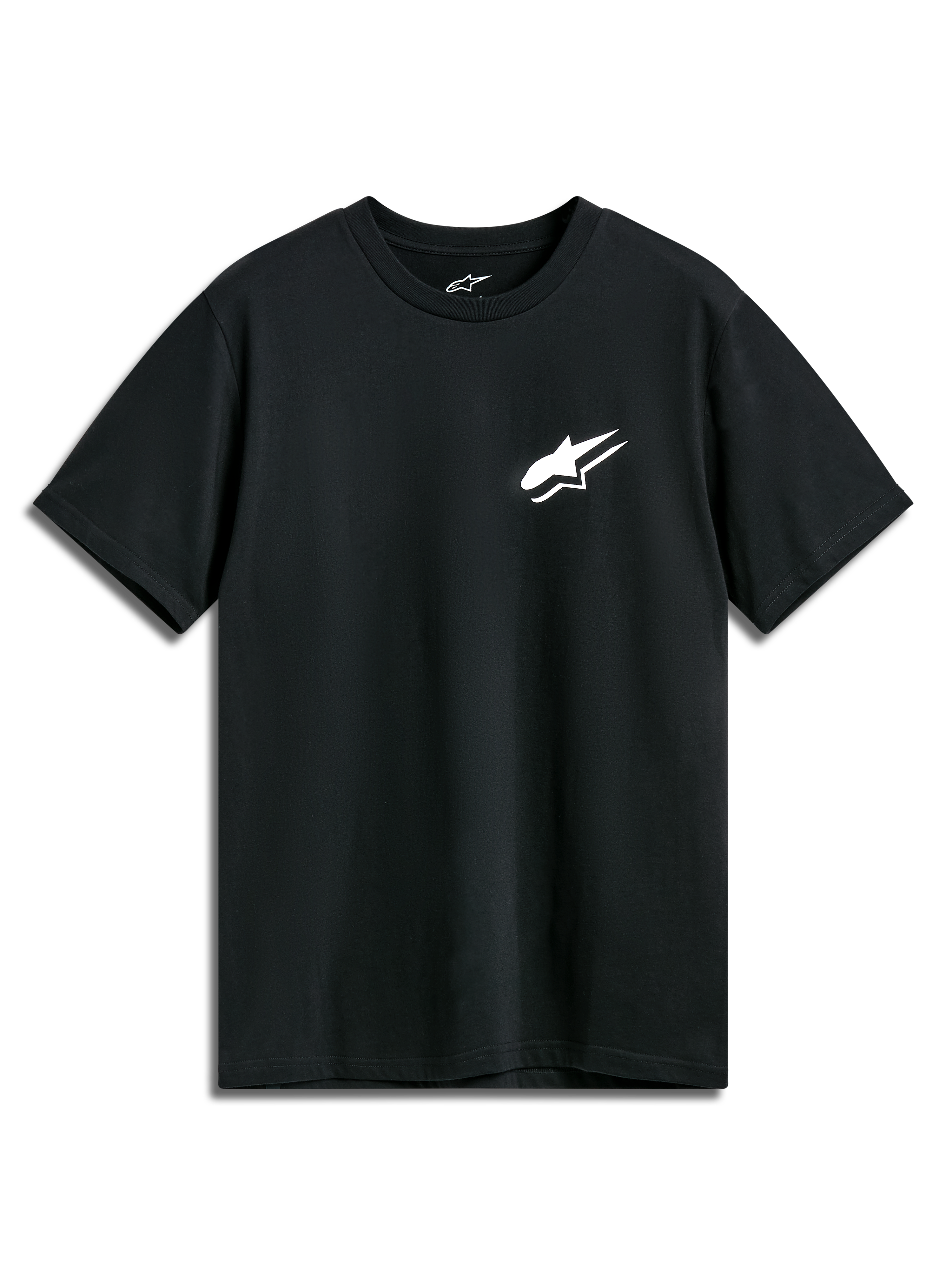 Alpinestars Formulate CSF T-Shirt, Kurzarm-T-Shirt, Schwarz, weißes Astars-Logo auf der Brust, lässige Motorsport-Sportbekleidung