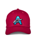 Alpinestars Elemental Cap, Rot, Cap mit strukturiertem gebogenem Schirm, großes hellblau besticktes 'A' mit weiß-schwarzem Alpinestars-Sternlogo auf der Vorderseite, lässige Motorsport-Kopfbedeckung